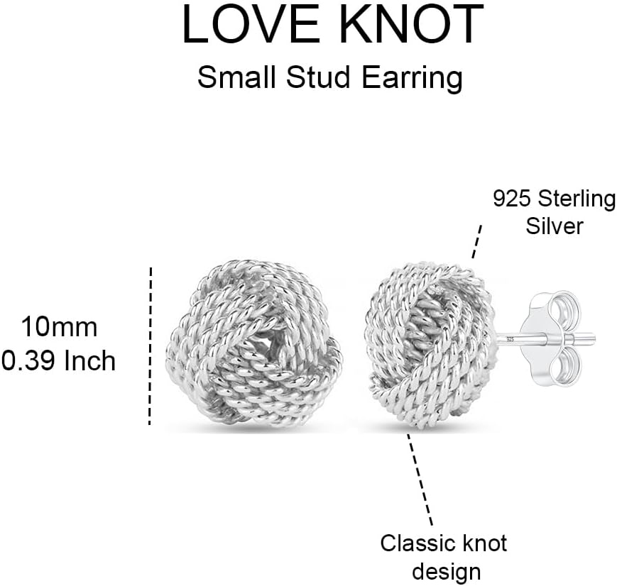 Detalle de LeCalla 925 Sterling-Silber Love-Knoten Ohrstecker mit Schmetterling-Verschluss (italienisches Design)