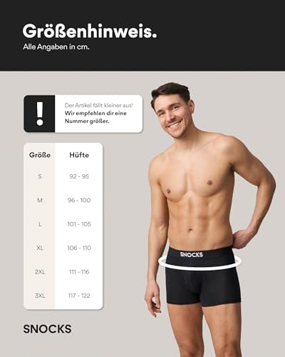 Thumbnail 4 de Snocks Boxershorts Herren aus Bio-Baumwolle (6er Pack) – atmungsaktiv, kein Etikett, bequemer Bund, Schwarz gestreift, Gr. L