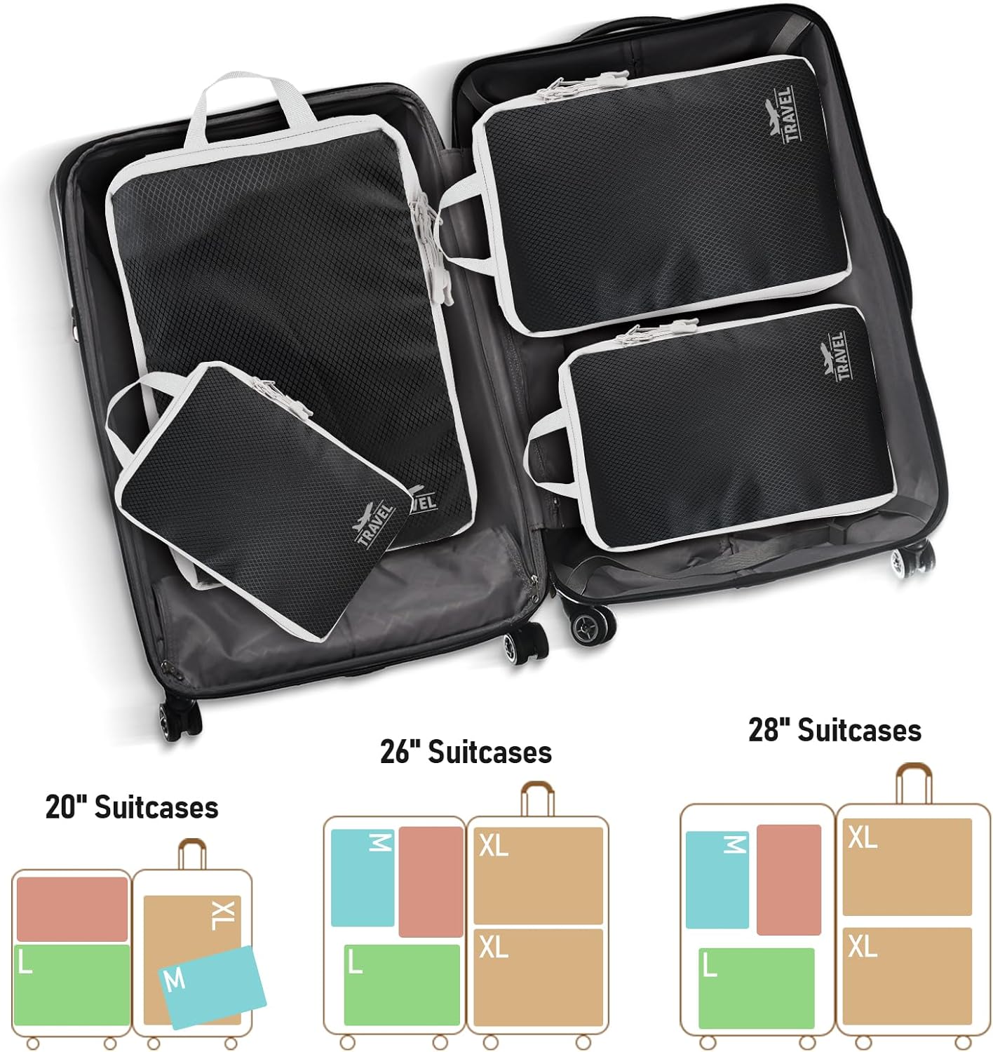 Thumbnail 3 de Compression Packing Cubes for Travel – 5-Piece Set with Shoe Bag
