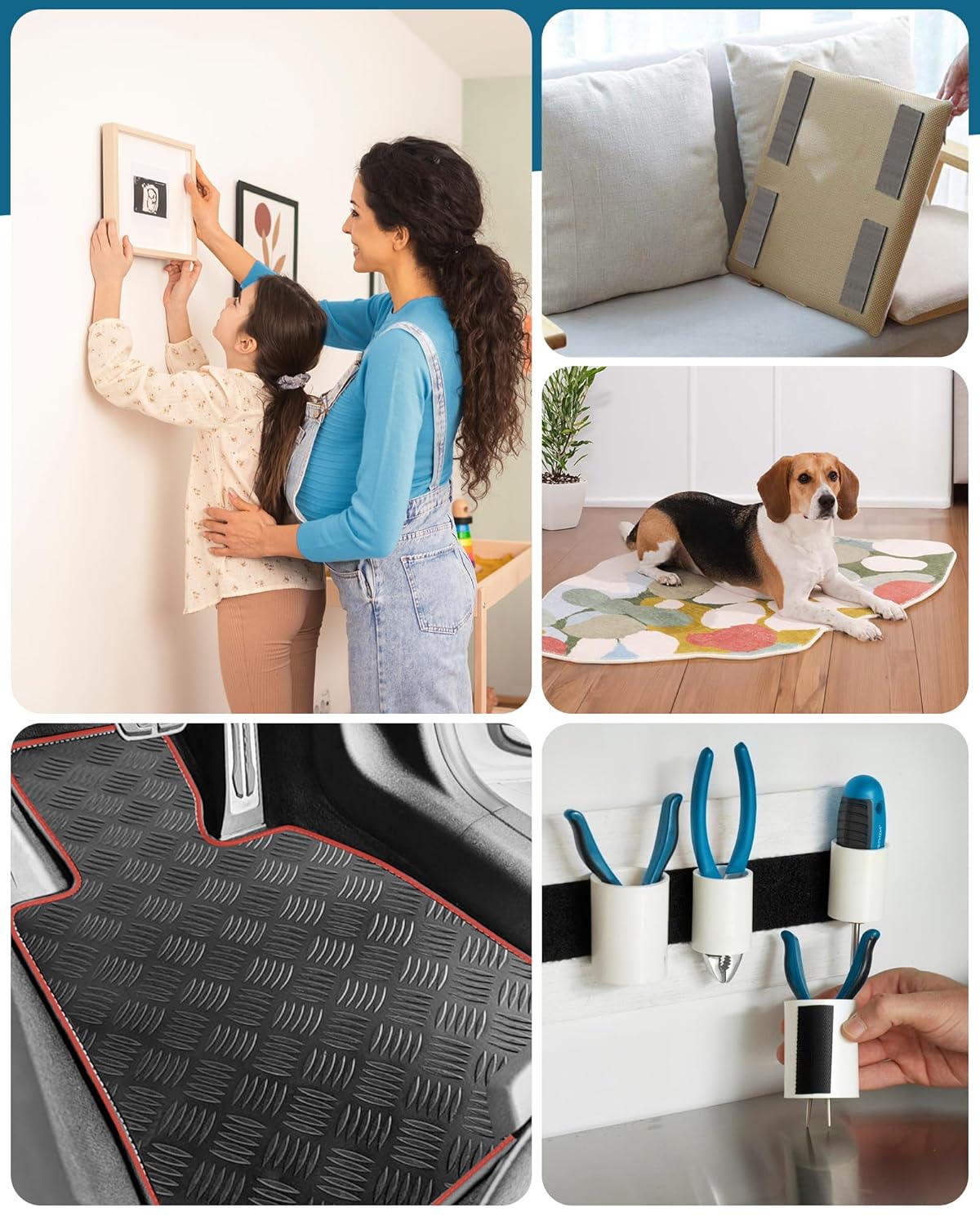 Thumbnail 6 de Emitever Picture Hanging Strips (20 pairs) 50mm x 100mm heavy duty hook and loop double-sided tape, black