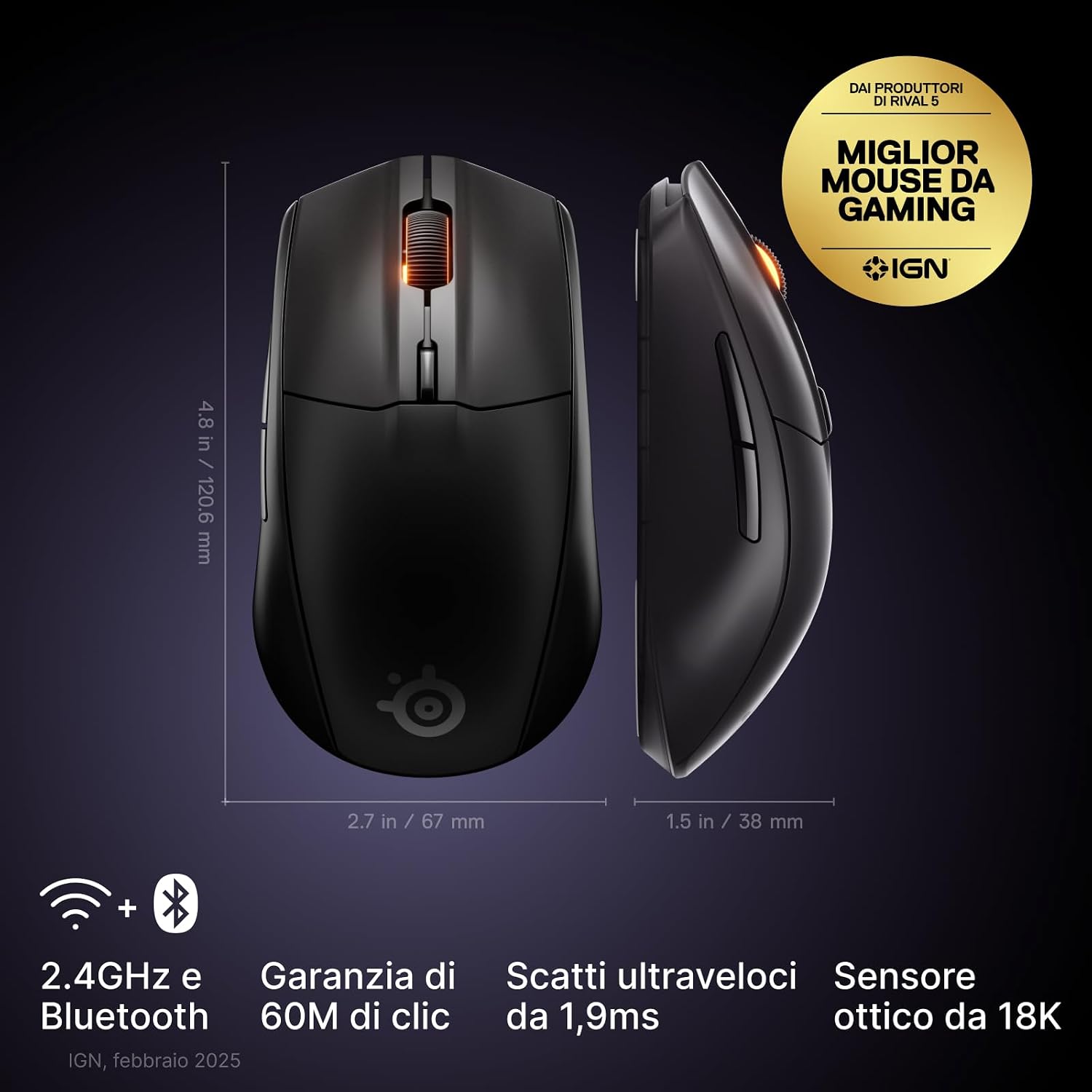 Thumbnail 1 de SteelSeries Rival 3 Wireless Gen 2 2,4 GHz gaming