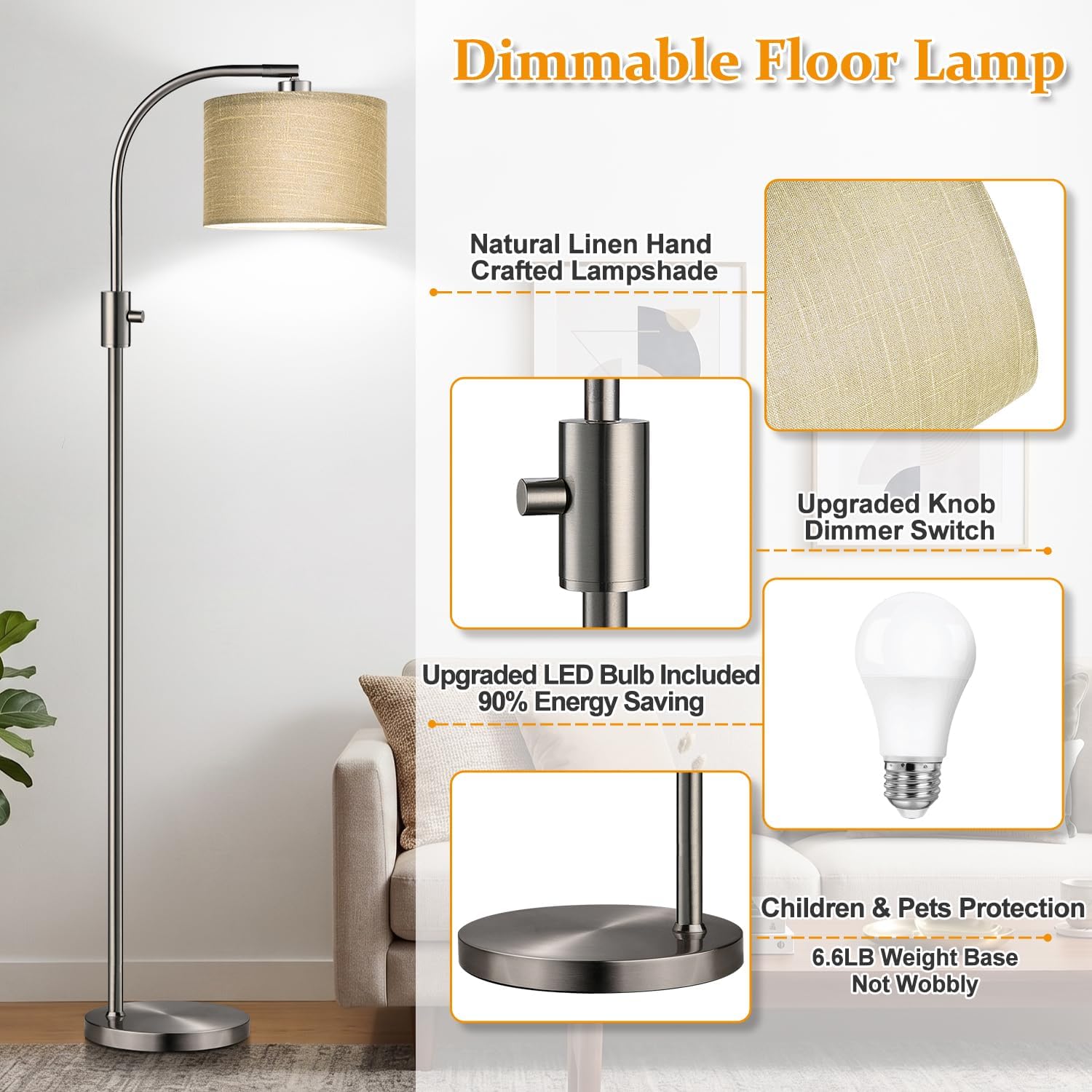 Thumbnail 3 de Nintiue Arc Floor Lamp, 65-Inch