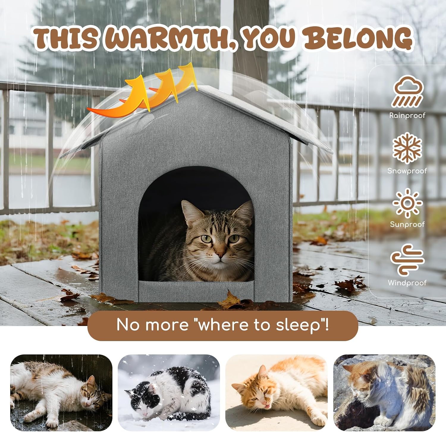 Thumbnail 5 de Fecuria outdoorcathouse Outdoor Cat House with Waterproof TPU Coating