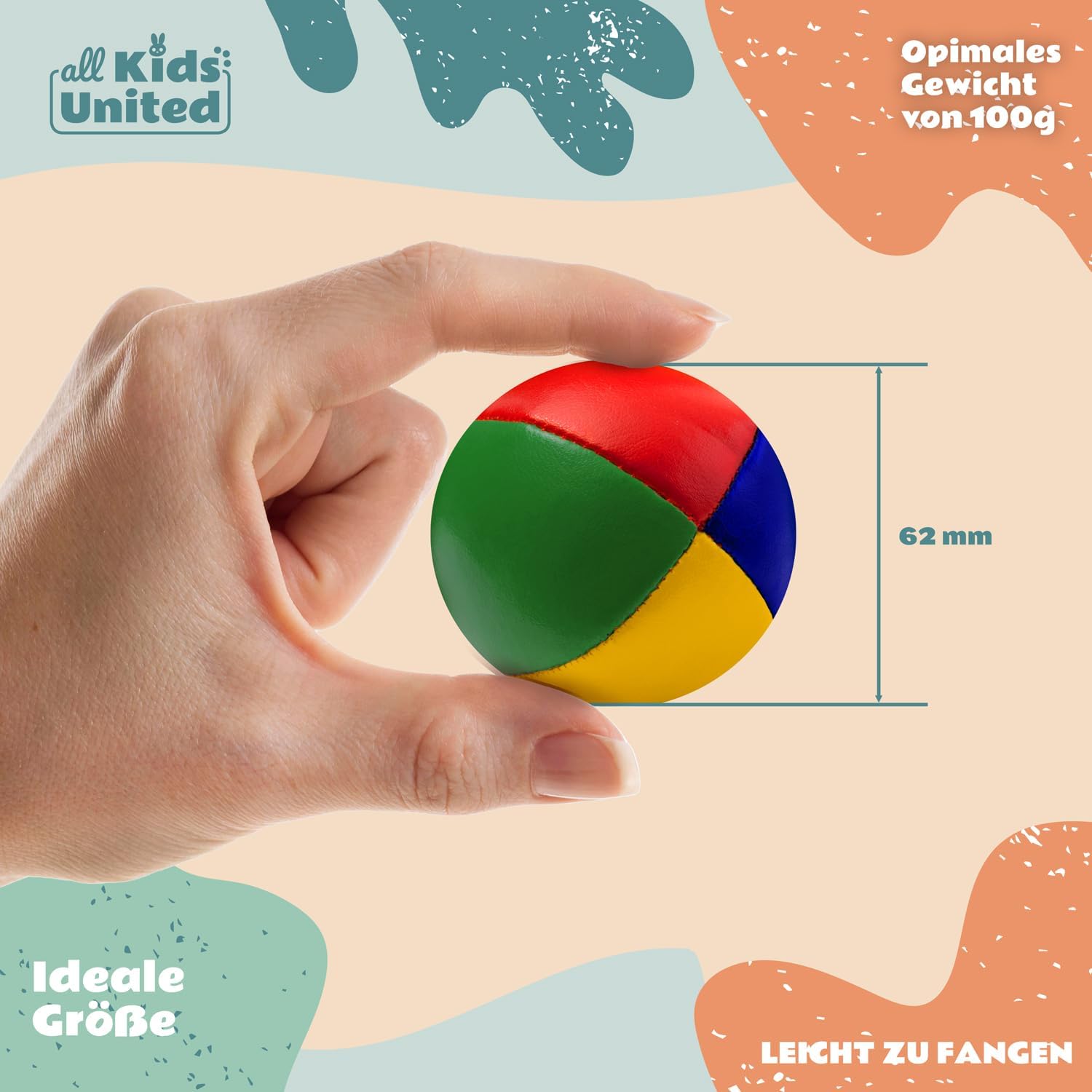 Thumbnail 6 de all Kids United® Jonglierbälle im 5er Set (im Jute-Beutel) – weiche Bälle fürs Jonglieren lernen