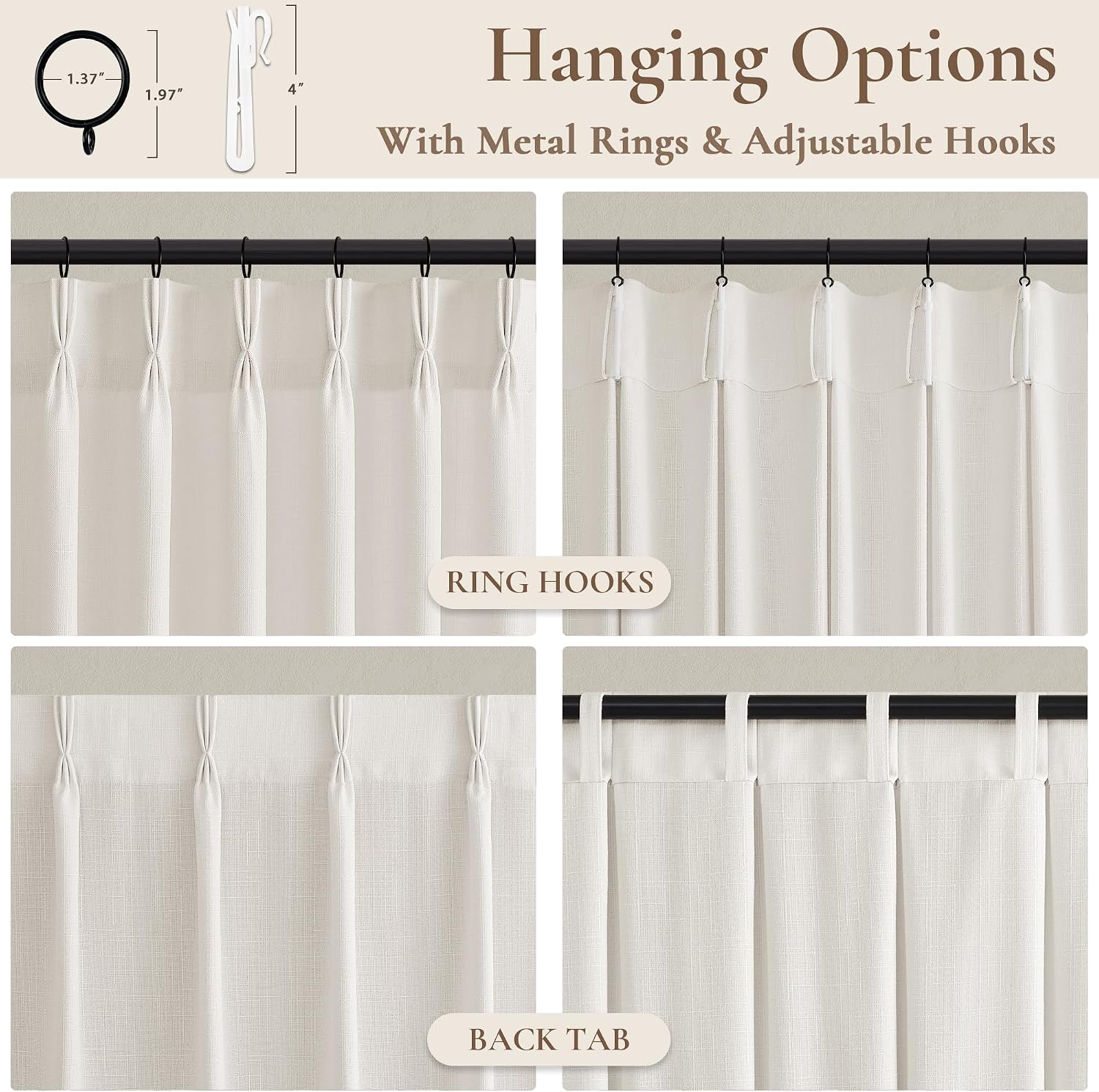 Detalle de Linen Blend Curtains, 40x90