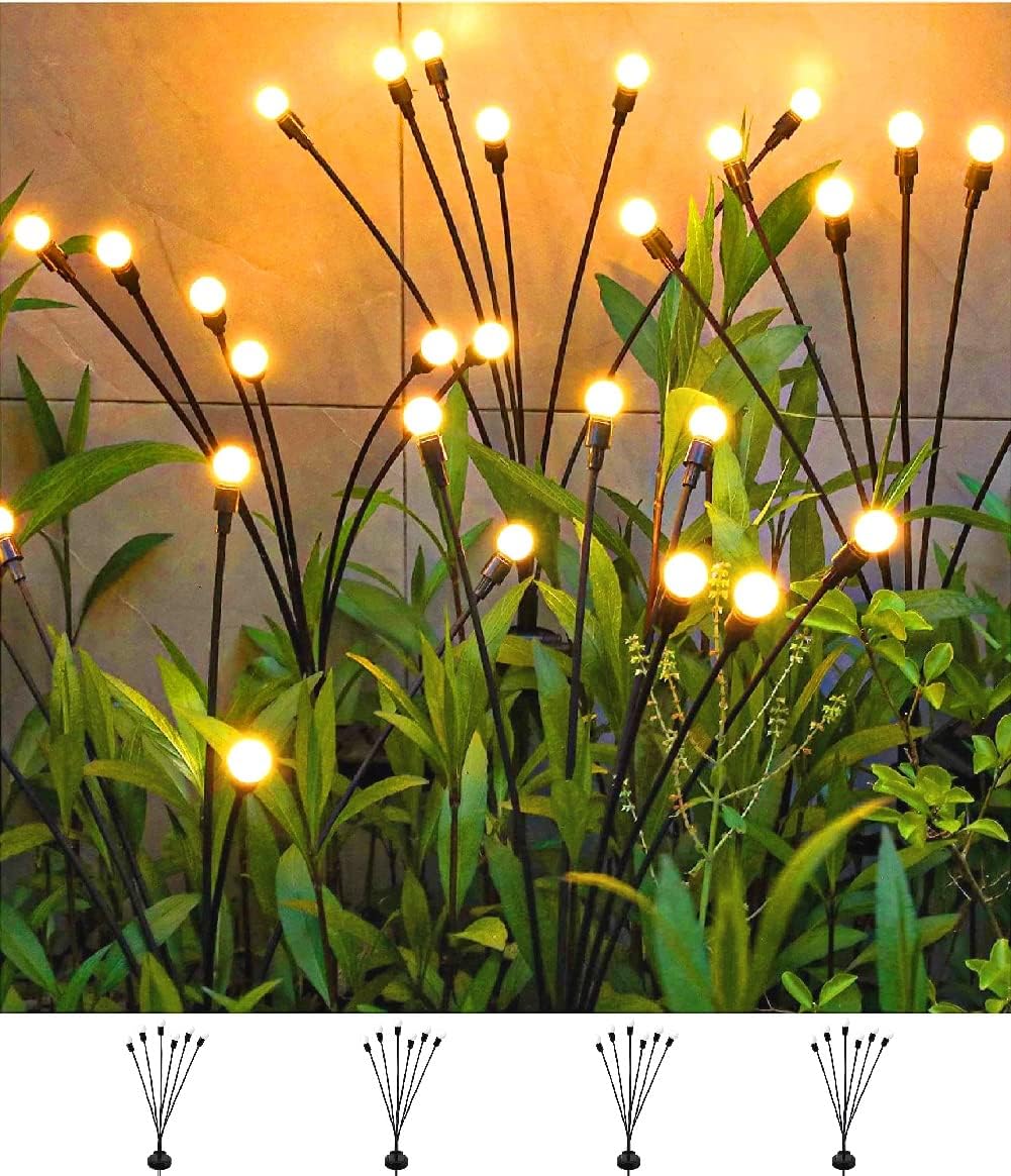 Detalle de SIOTMERA SQD T4 Solar Firefly Garden Lights, 4-Pack, 6 LEDs Each