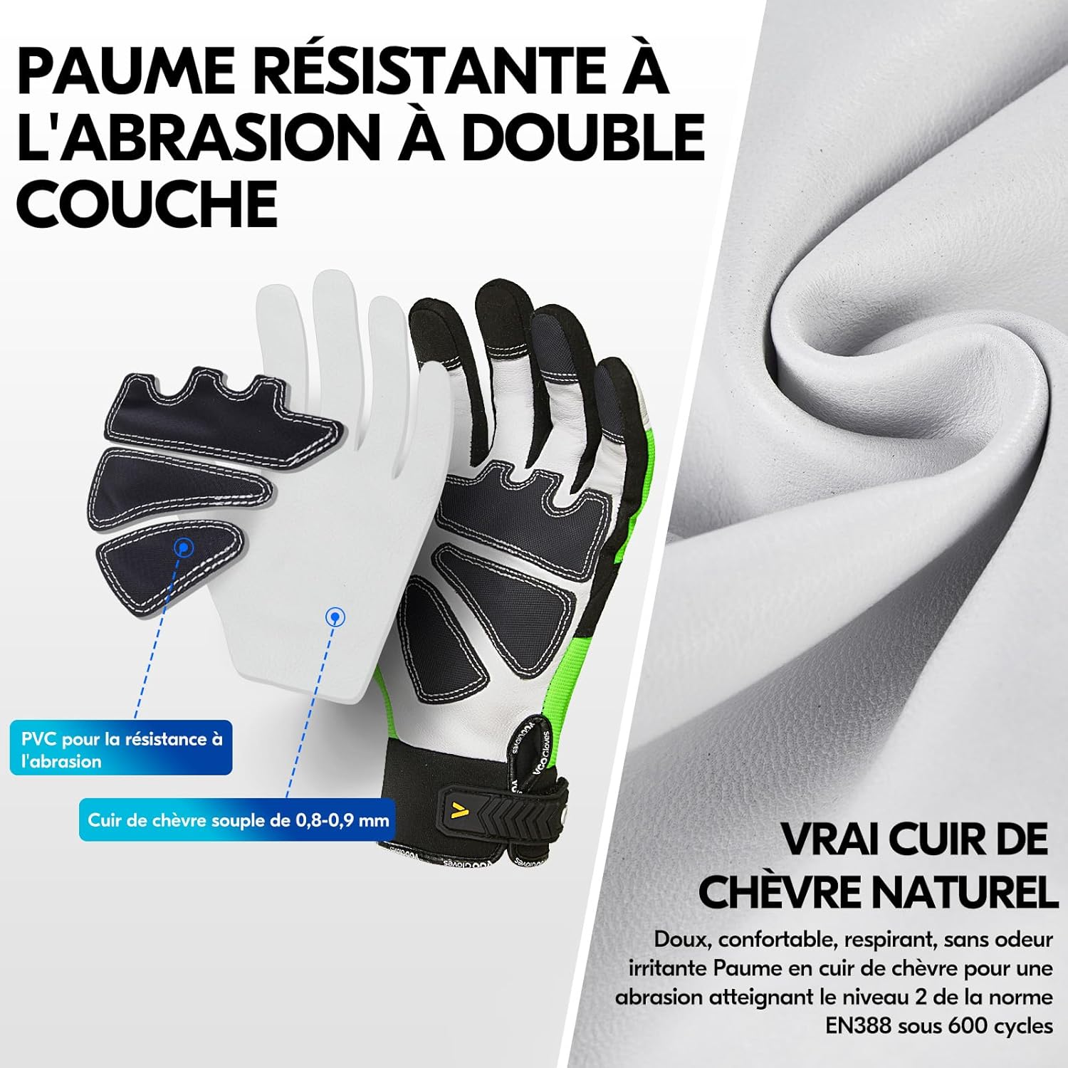 Thumbnail 3 de Vgo... Gants pour tronçonneuse – 0°C/32°F, 12 couches, cuir et TPU – GA8912FWCS