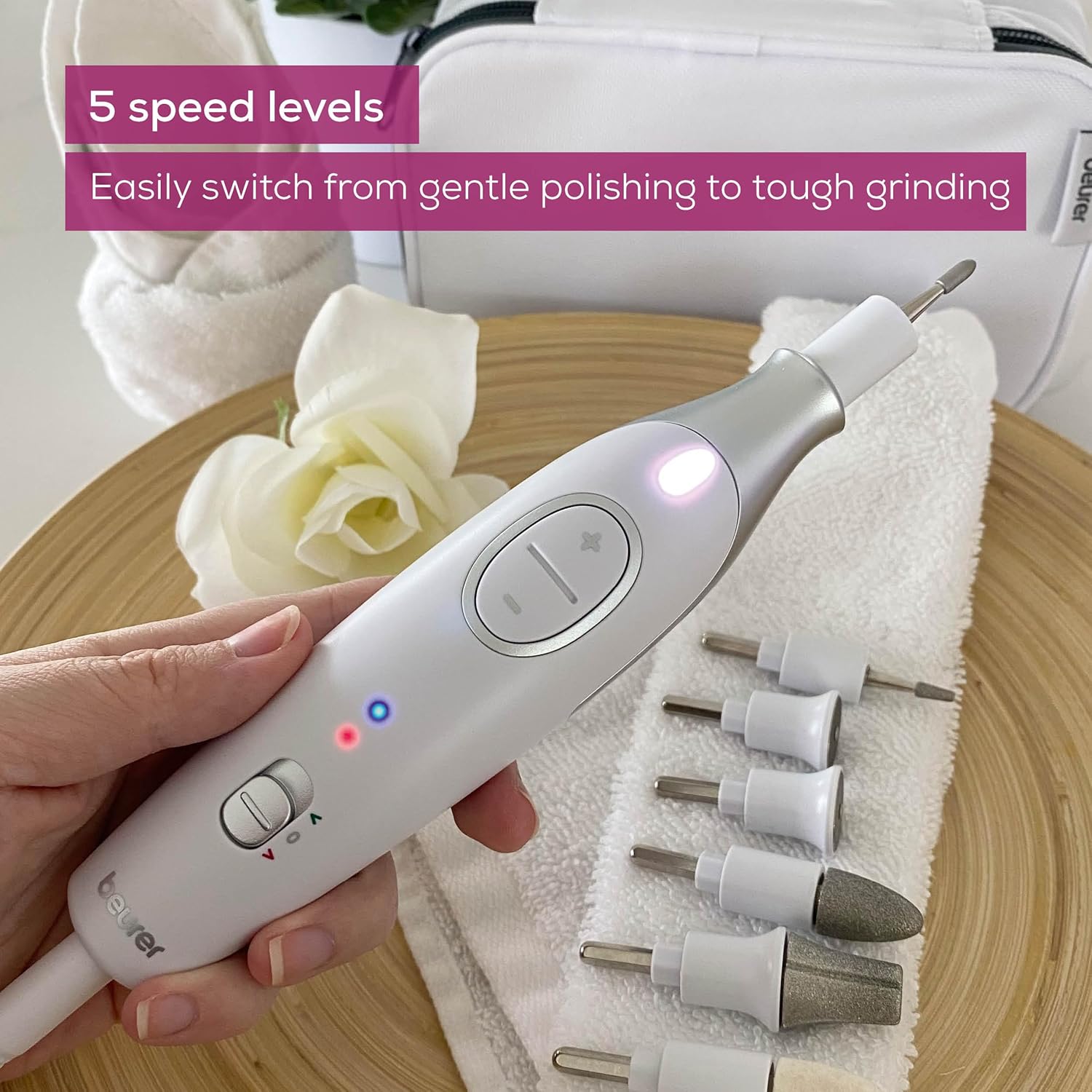 Detalle 2 de Beurer MP42 Nail Drill 7-in-1 electric nail kit 💅