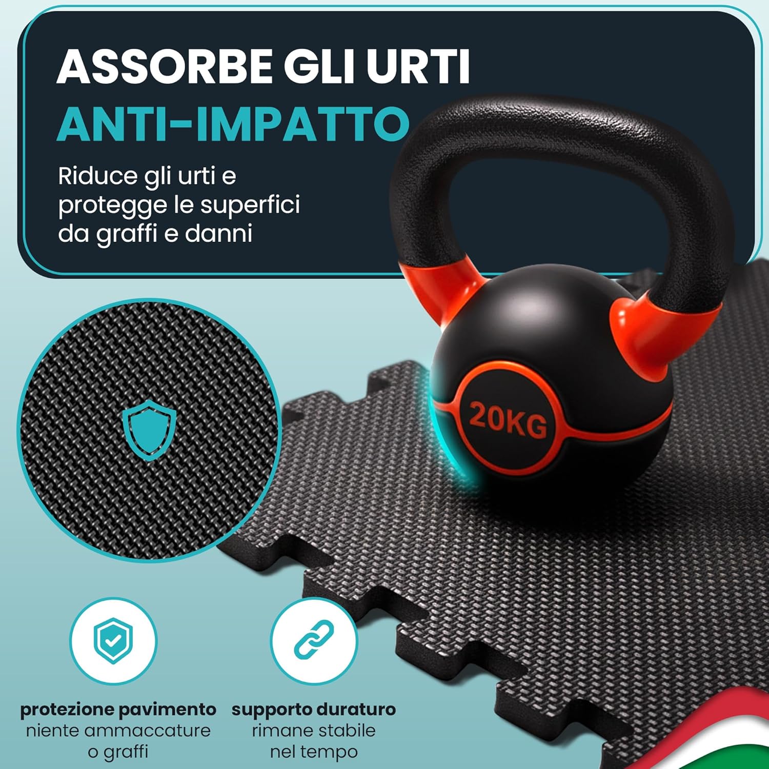 Thumbnail 5 de Tappeto da fitness a puzzle in EVA: set da 21 tappetini componibili per palestra, garage e piscina