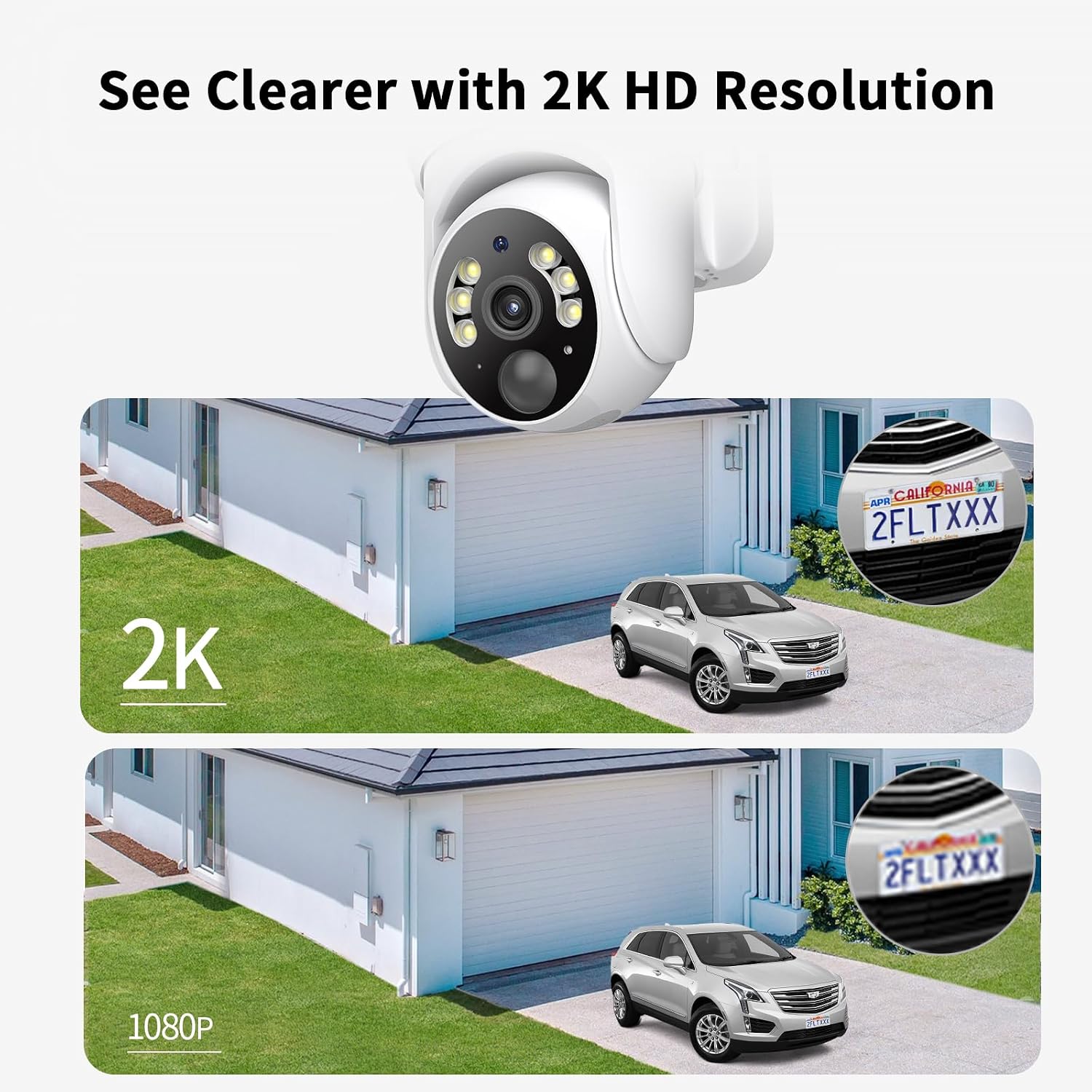 Detalle de SEHMUA 2K Solar Wireless Security Cameras (2-Pack) with Pan/Tilt, Color Night Vision