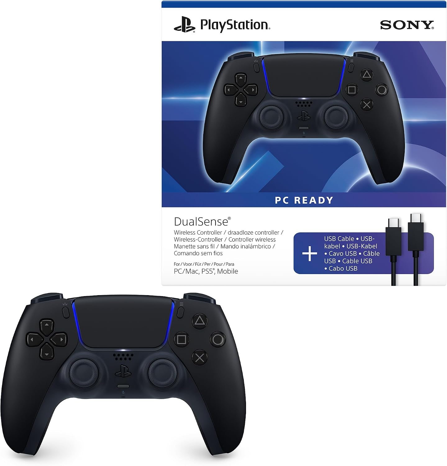 Thumbnail 2 de Manette Sony DualSense officielle (Midnight Black) – Sans Fil, rétroaction haptique et gâchettes adaptatives