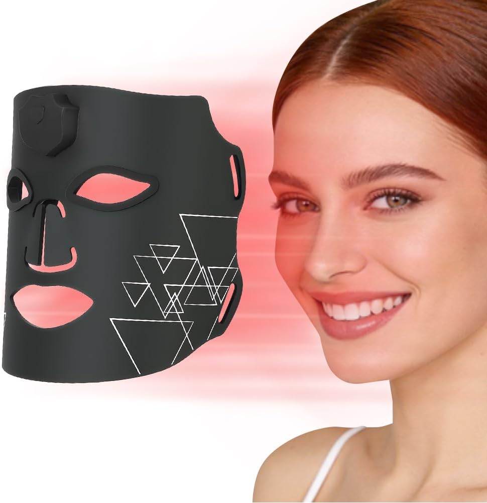 Detalle de Vicloon Maschera LED per Terapia Della Luce Rossa: 7 colori, 60 perle e batteria integrata per viso e collo