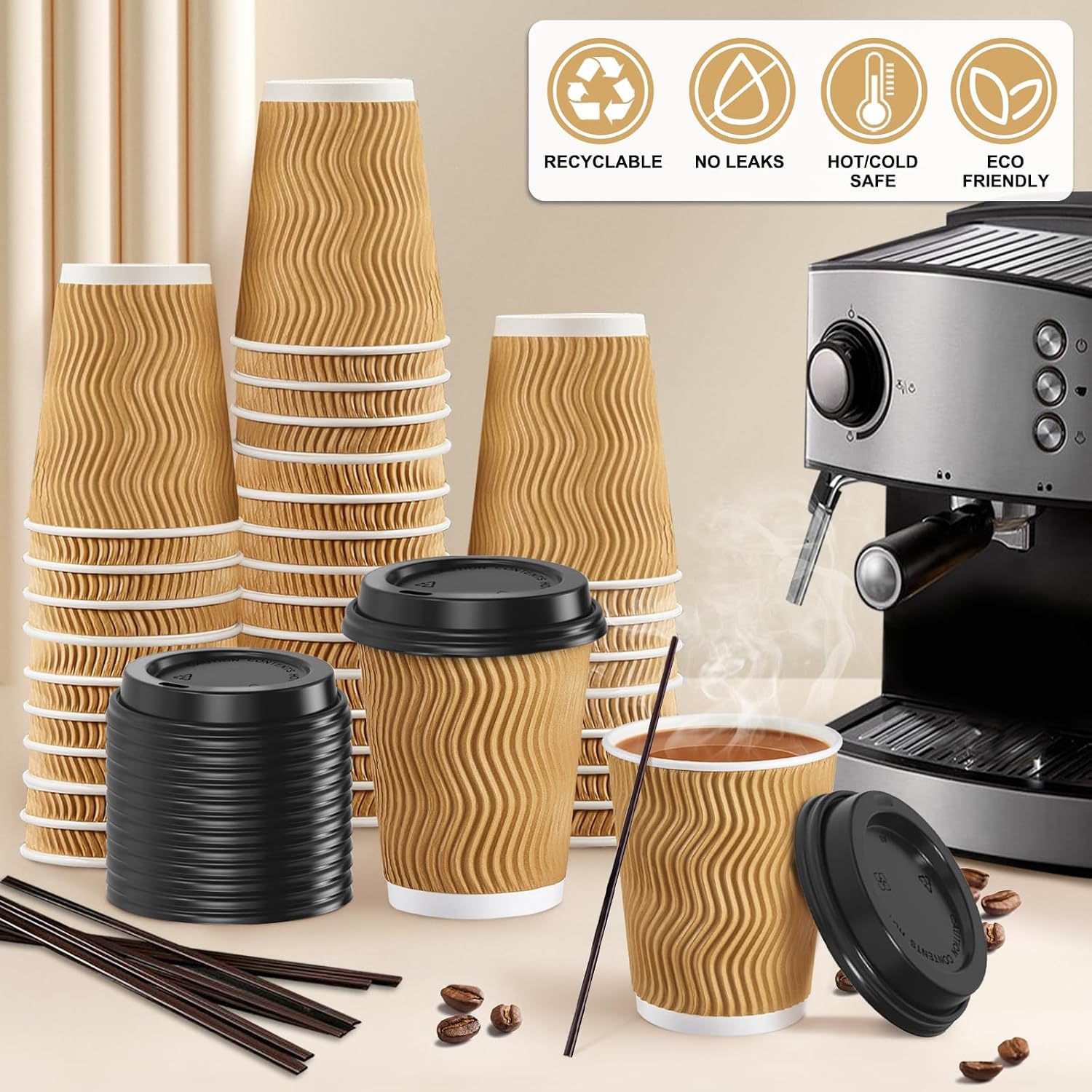 Thumbnail 3 de SIUQ 8 oz Disposable Coffee Cups