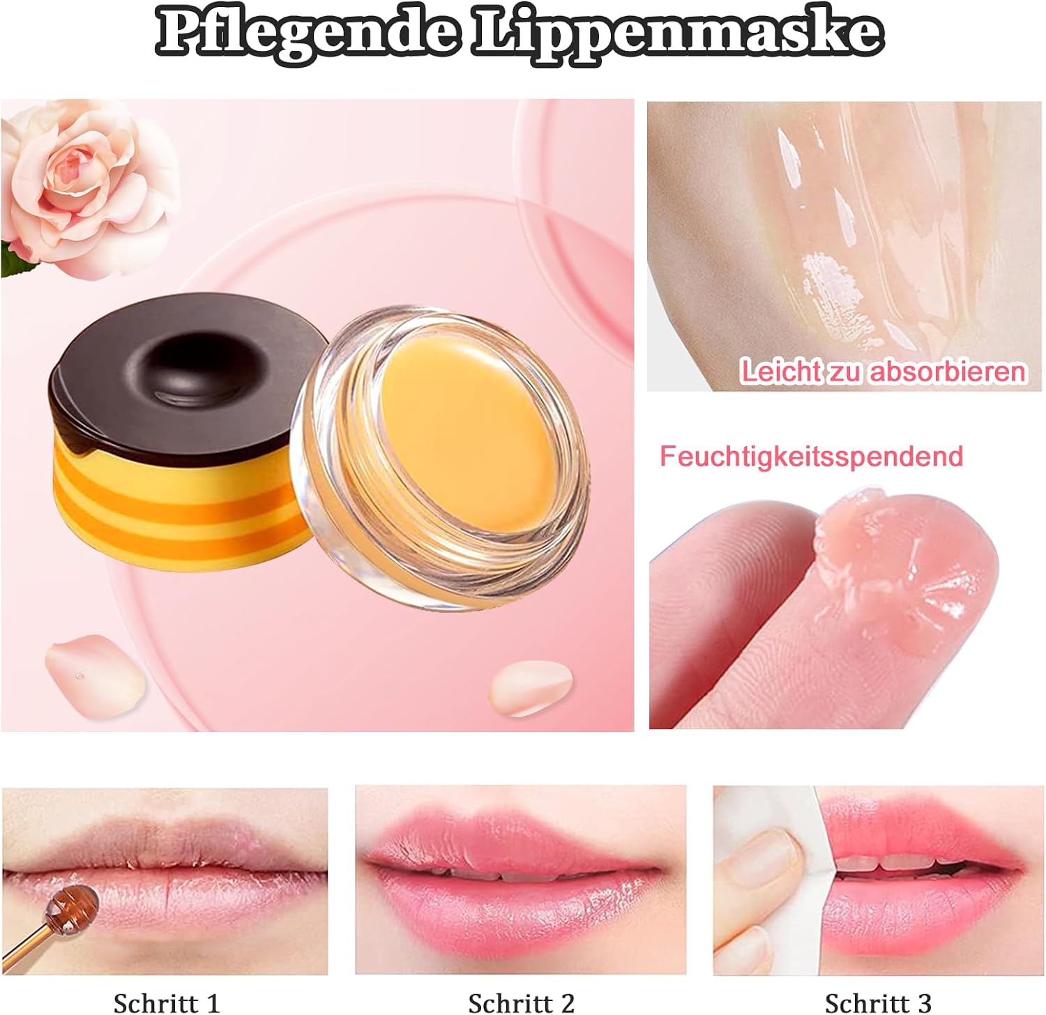 Detalle 1 de PENCHUAN Bee Balm lippenbalsem, set van 4 voor dag- en nachtverzorging
