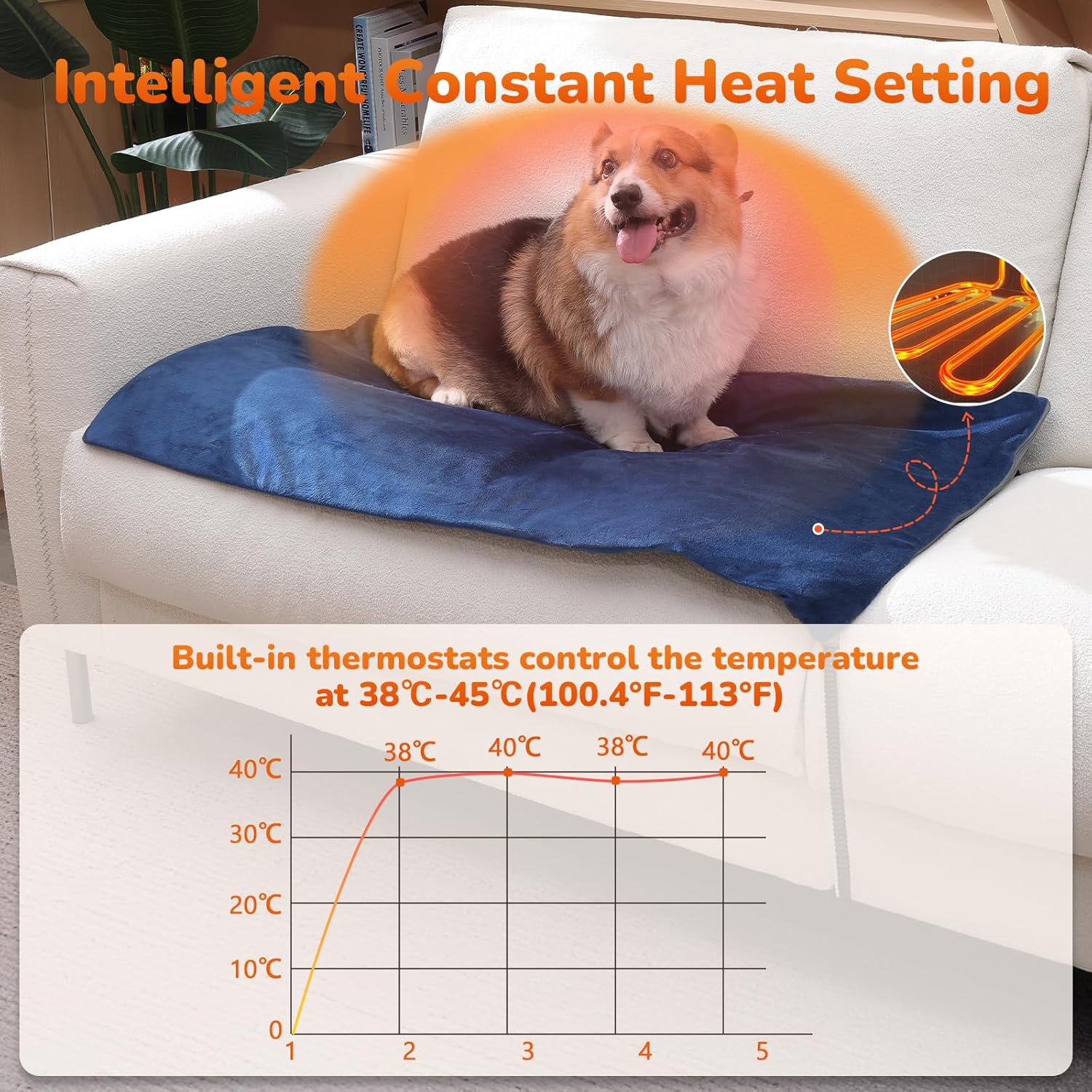Detalle de Pecute Dog Heat Pad M 40x50cm heated pet bed