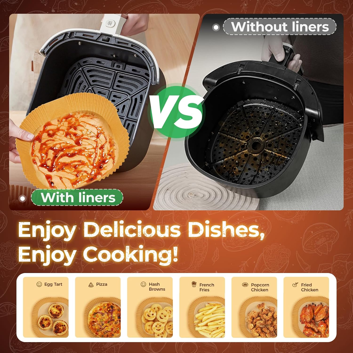 Thumbnail 5 de ctizne Air Fryer Liners Disposable 150Pcs 8" Square (5-8QT) – Leak-Proof Parchment Paper for Easy Cleanup