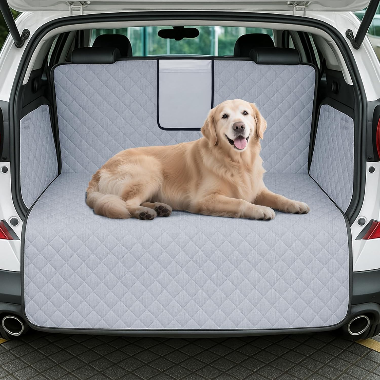 Detalle de Lekespring Waterproof Car Boot Liner – Heavy Duty Quilted Trunk Mat (Grey)