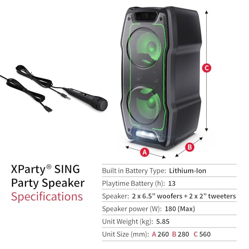 Detalle de Sharp PS-931 Party Speaker: 180 W, Bluetooth, TWS e luci da discoteca
