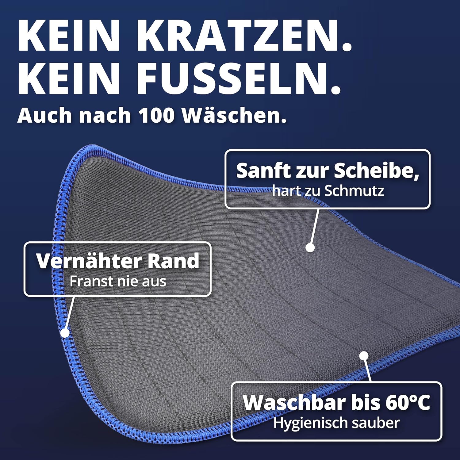 Detalle de LICARGO 2X Glas & Scheiben Pads – Carbon Fenstertuch, streifenfrei, 16x22 cm