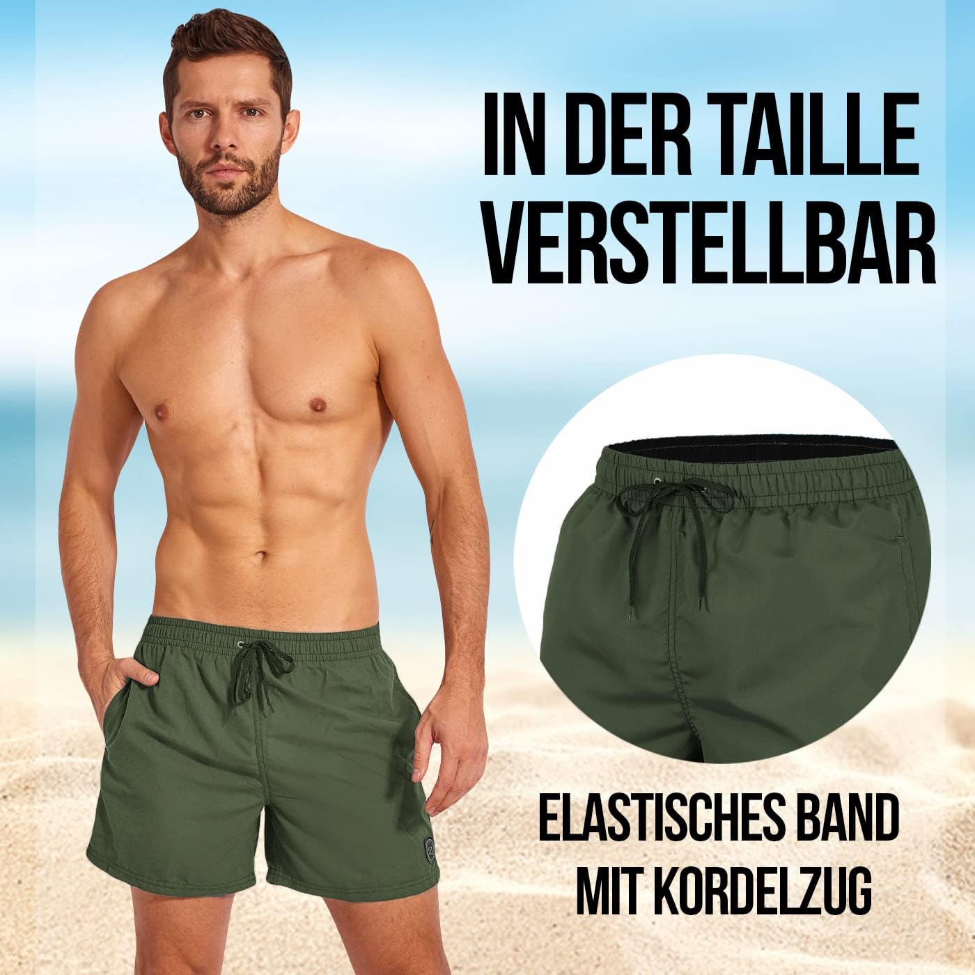 Thumbnail 3 de Zagano Herren-Badehose schnelltrocknend (S–6XL) mit Tunnelzug & Mesh-Einsätzen