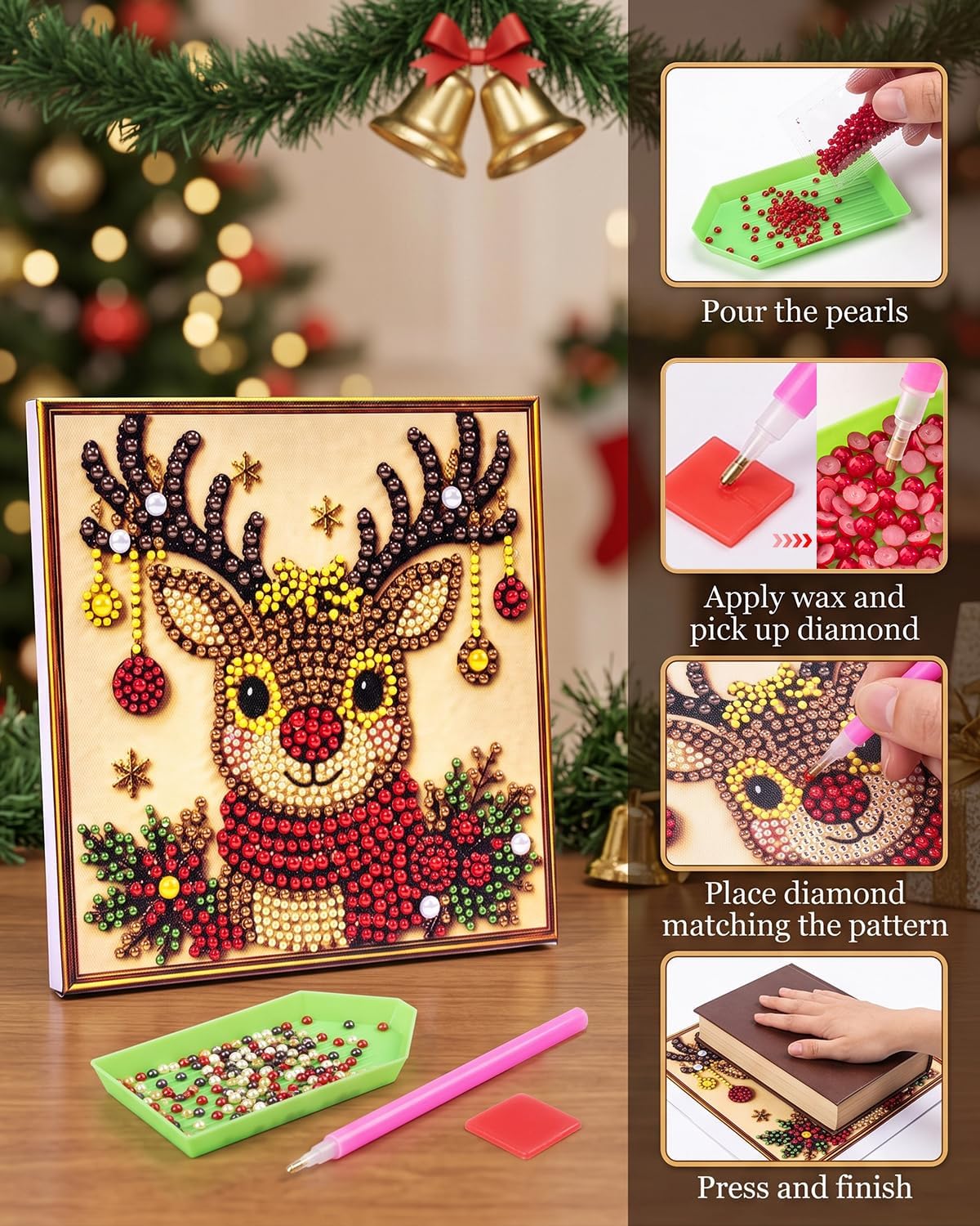 Thumbnail 5 de Christmas Pearl Art Kit with Pre-framed Canvas