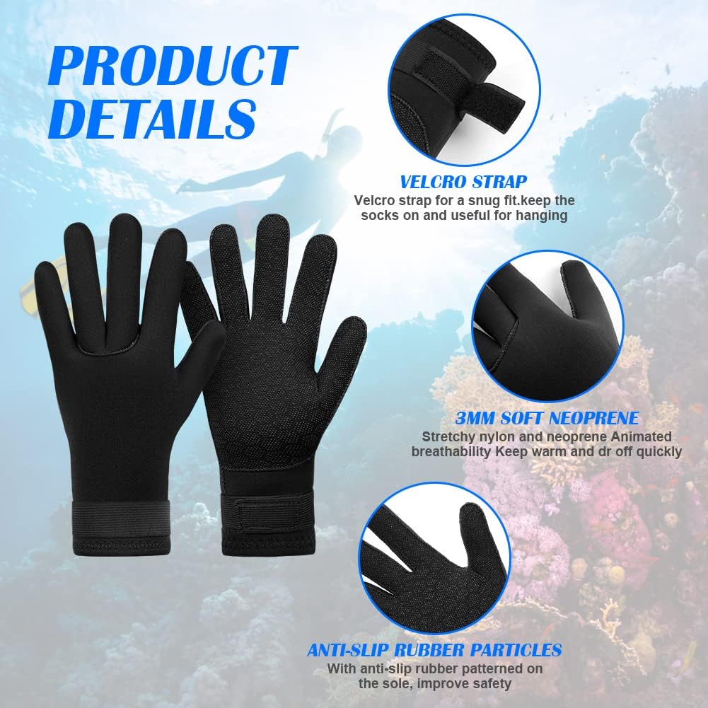 Detalle de AUAUY neopreen duikhandschoenen voor volwassenen, 3 mm en antislip
