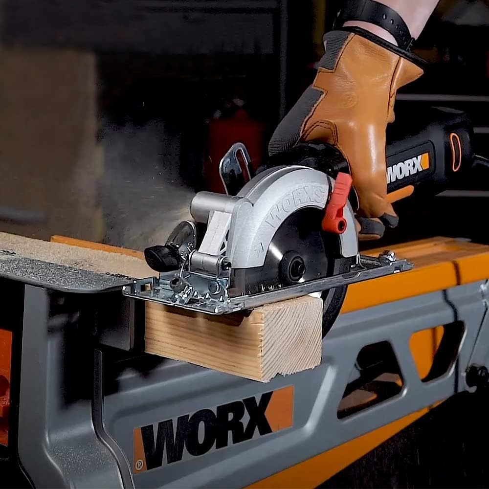 Thumbnail 2 de WORX WX437 Scie circulaire 800W – Profondeur de coupe jusqu’à 43 mm, livré avec guide et adaptateur aspirateur