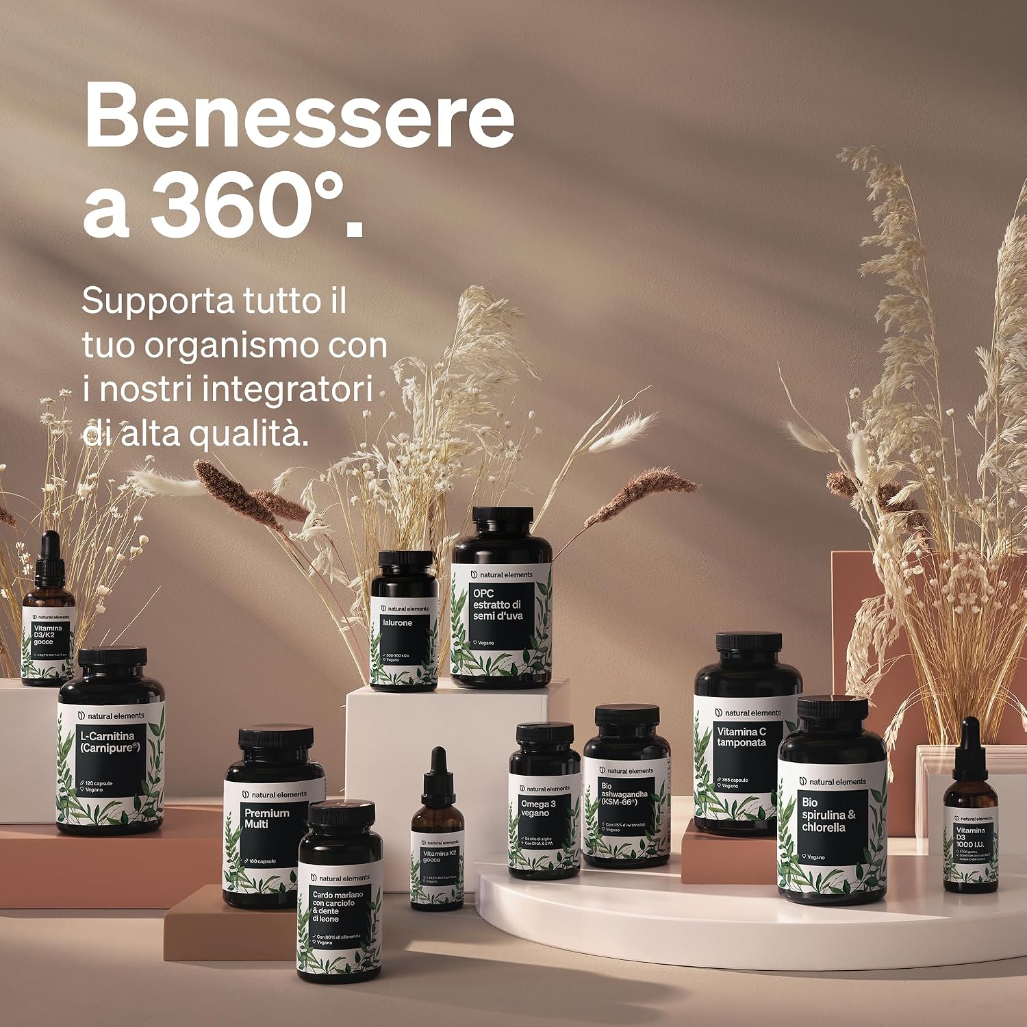 Detalle de Natural Elements Olio MCT 500 ml con acido caprilico C8 (da olio di cocco), insapore e inodore, vegano