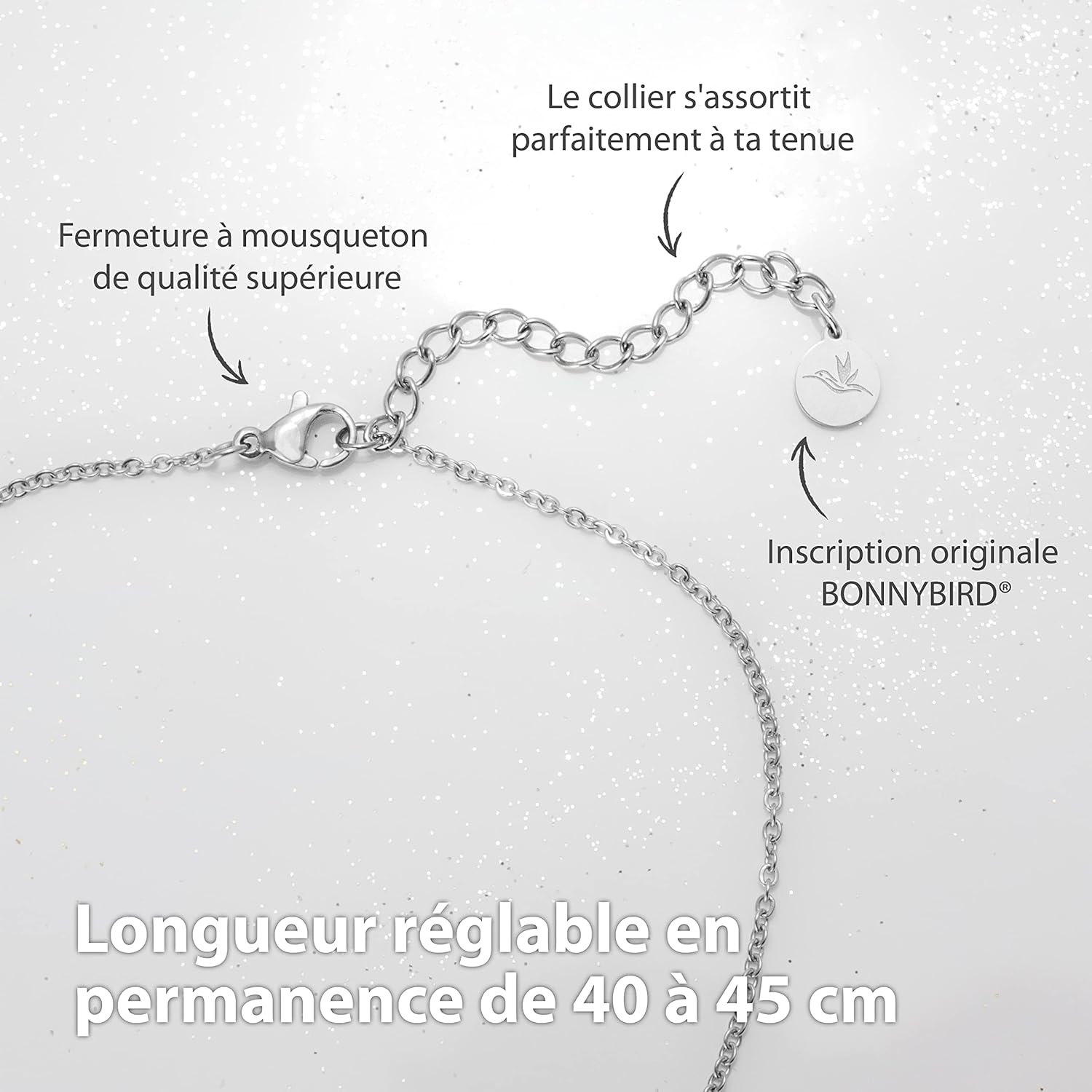 Thumbnail 4 de BONNYBIRD Collier en acier inoxydable pour femme carte du monde à pendentif rotatif