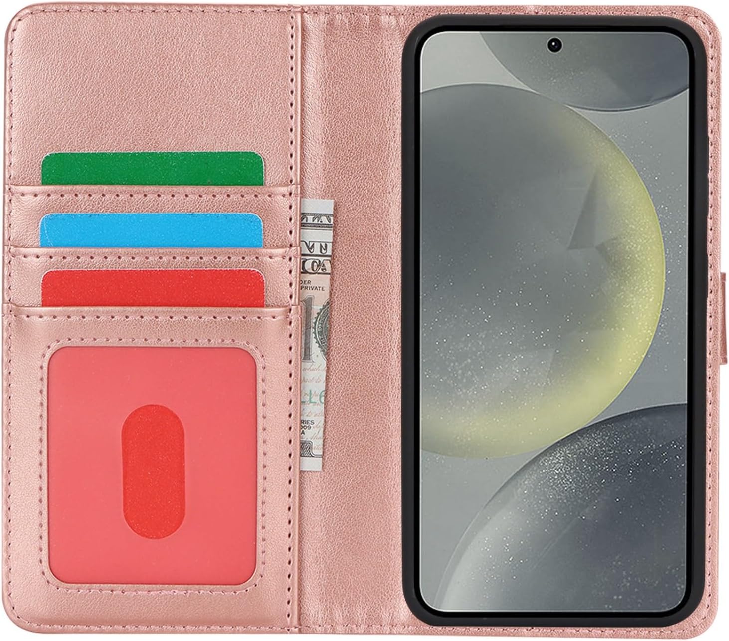 Detalle de Zouzt Case for Samsung Galaxy S24: Detachable 2-in-1 Wallet Magnetic Case in Rose Gold