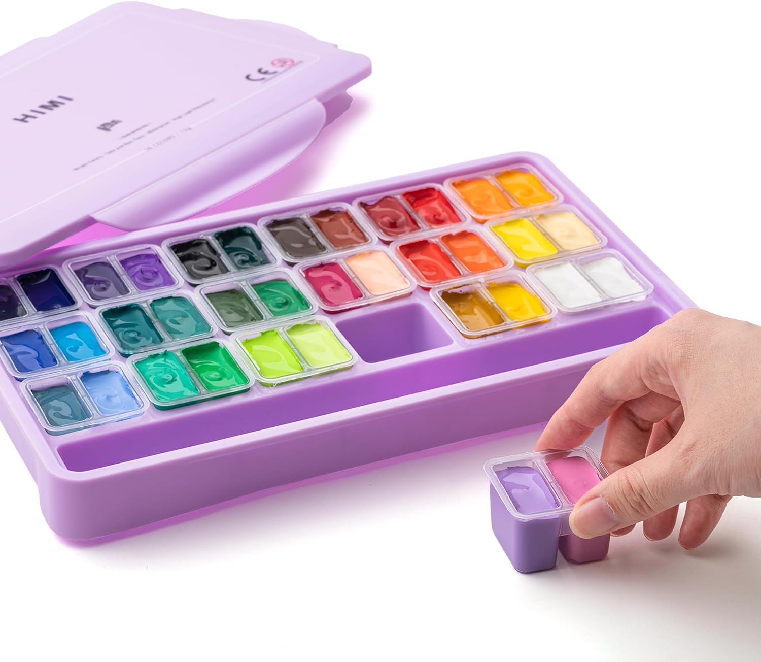 Thumbnail 5 de HIMI ツインカップ ゼリーガッシュ 36色セット、12g・絵筆3本付き パープルケース