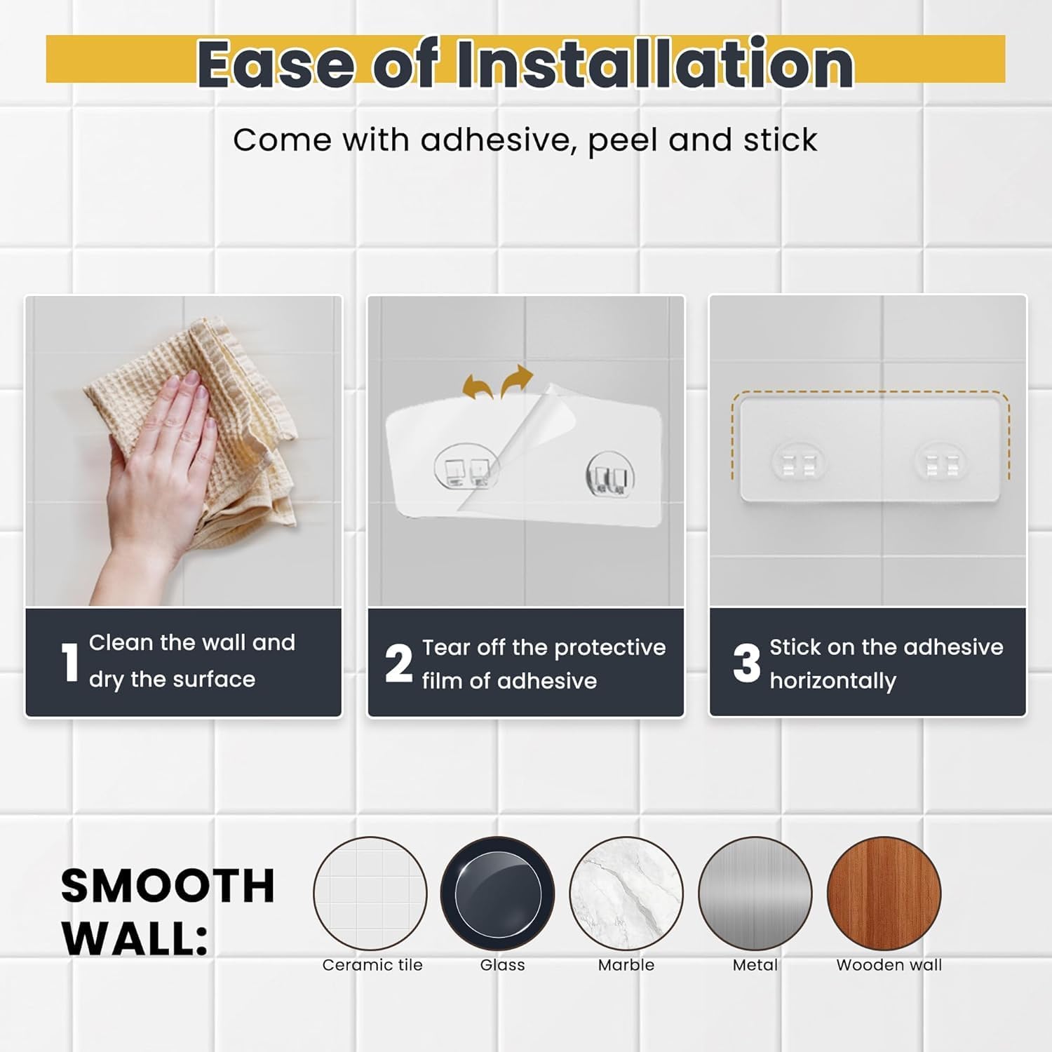 Thumbnail 5 de OMAIRA 3-Pack Shower Caddy — Large Adhesive Bathroom Organizer