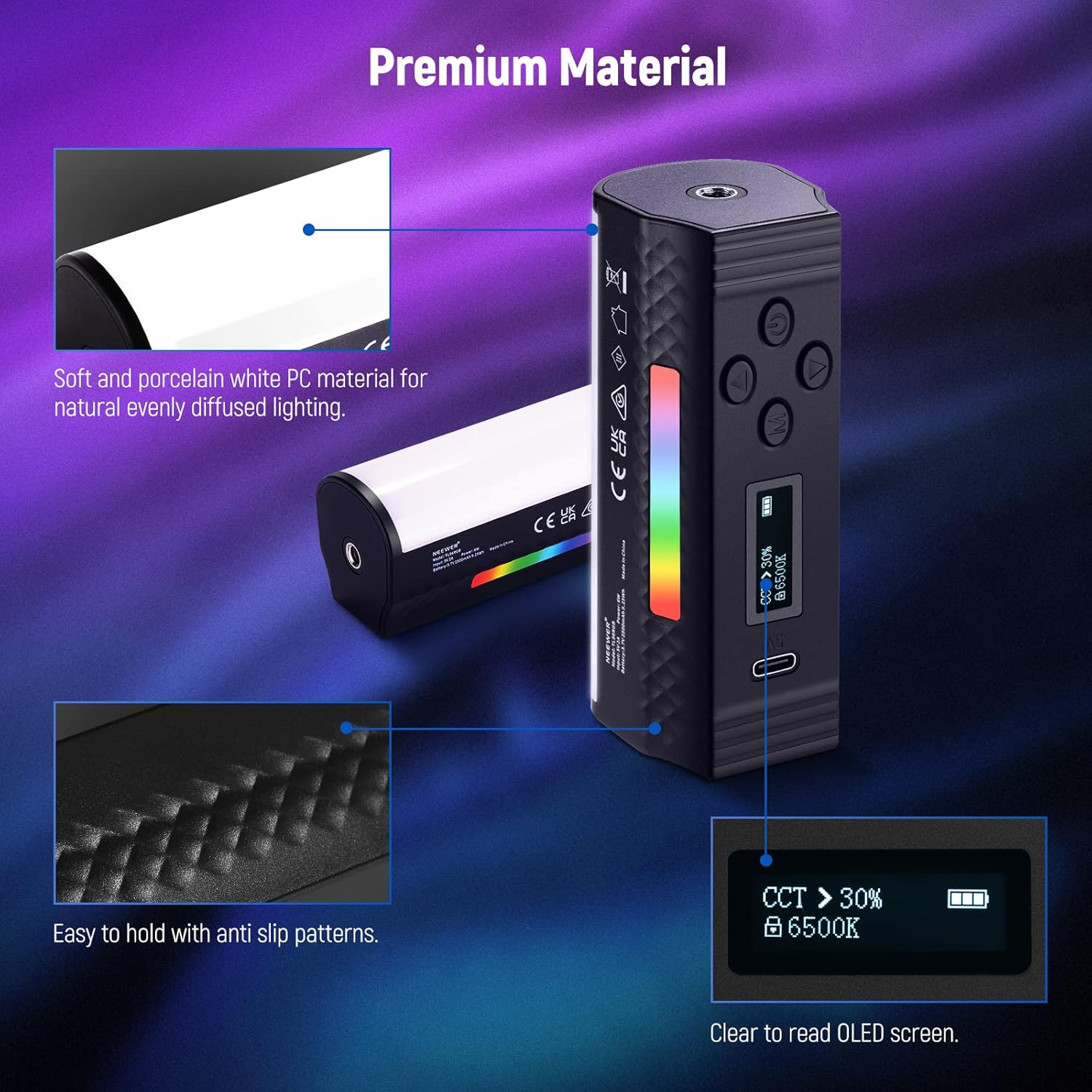 Thumbnail 6 de NEEWER TL96RGB : bâton lumineux LED RGB magnétique rechargeable pour vidéo et vlogs