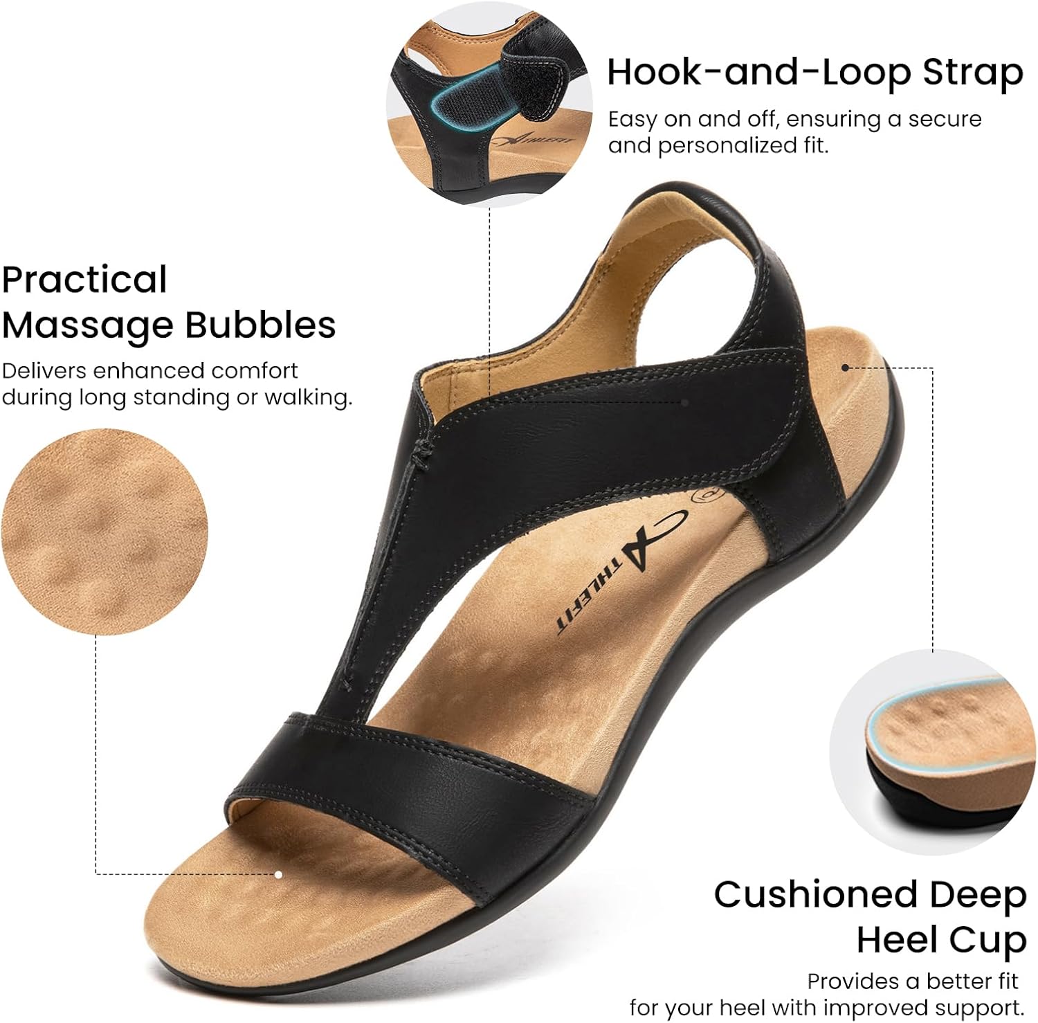 Thumbnail 3 de Athlefit Orthopedic Sandals for Women with Arch Support and Adjustable Straps