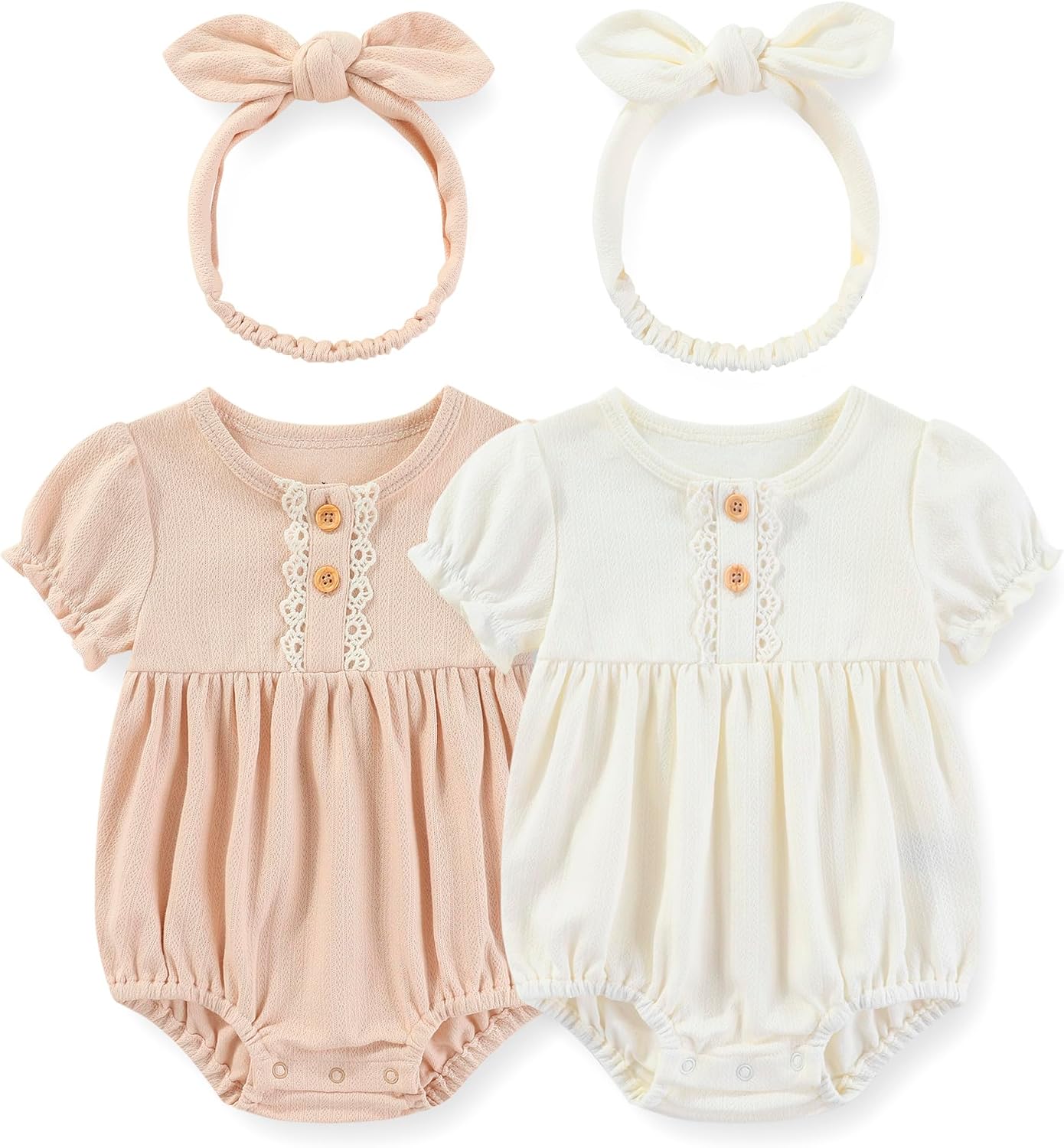 Thumbnail 2 de MAMIMAKA Newborn Cotton Bubble Rompers 4 Pack