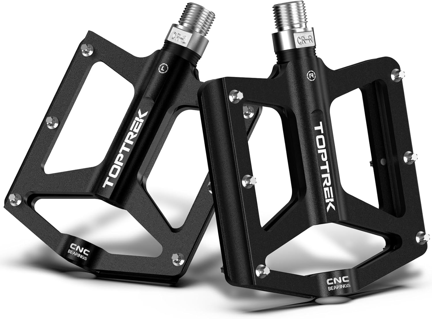 toptrek CNC-Aluminium Fahrradpedale (MTB/9/16 Zoll) mit 3 abgedichteten Lagern und rutschfesten Pins