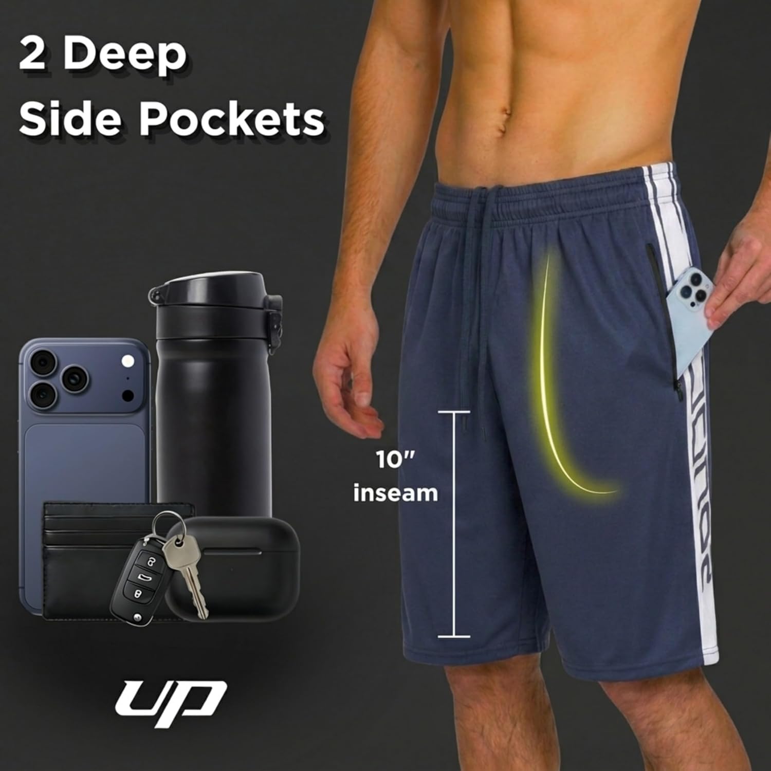 Thumbnail 1 de Ultra Performance Men's 5 Pack Loose-Fit Athletic Shorts with Zippered Pockets