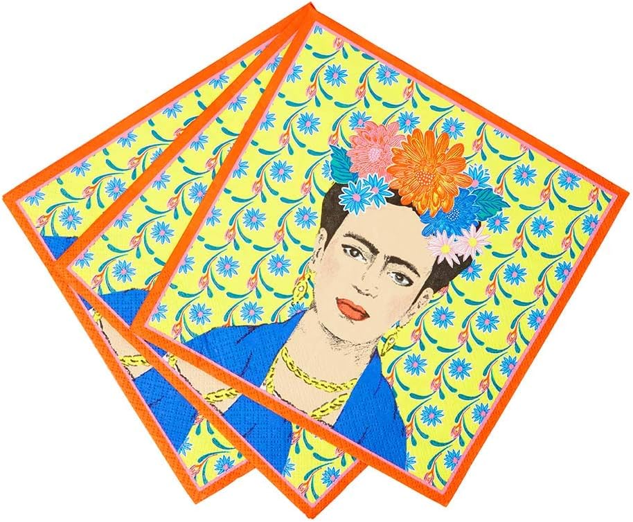 Detalle 2 de Talking Tables BOHO-NAPKIN-FRIDA papieren servetten, geel, 33 x 33 cm, 20 stuks