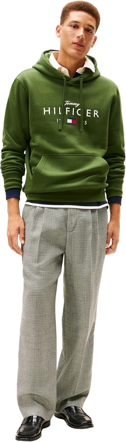 Detalle de Tommy Hilfiger Men BRAND LOVE BIG HILFIGER pullover hoodie (MW0MW41427) in green, size M
