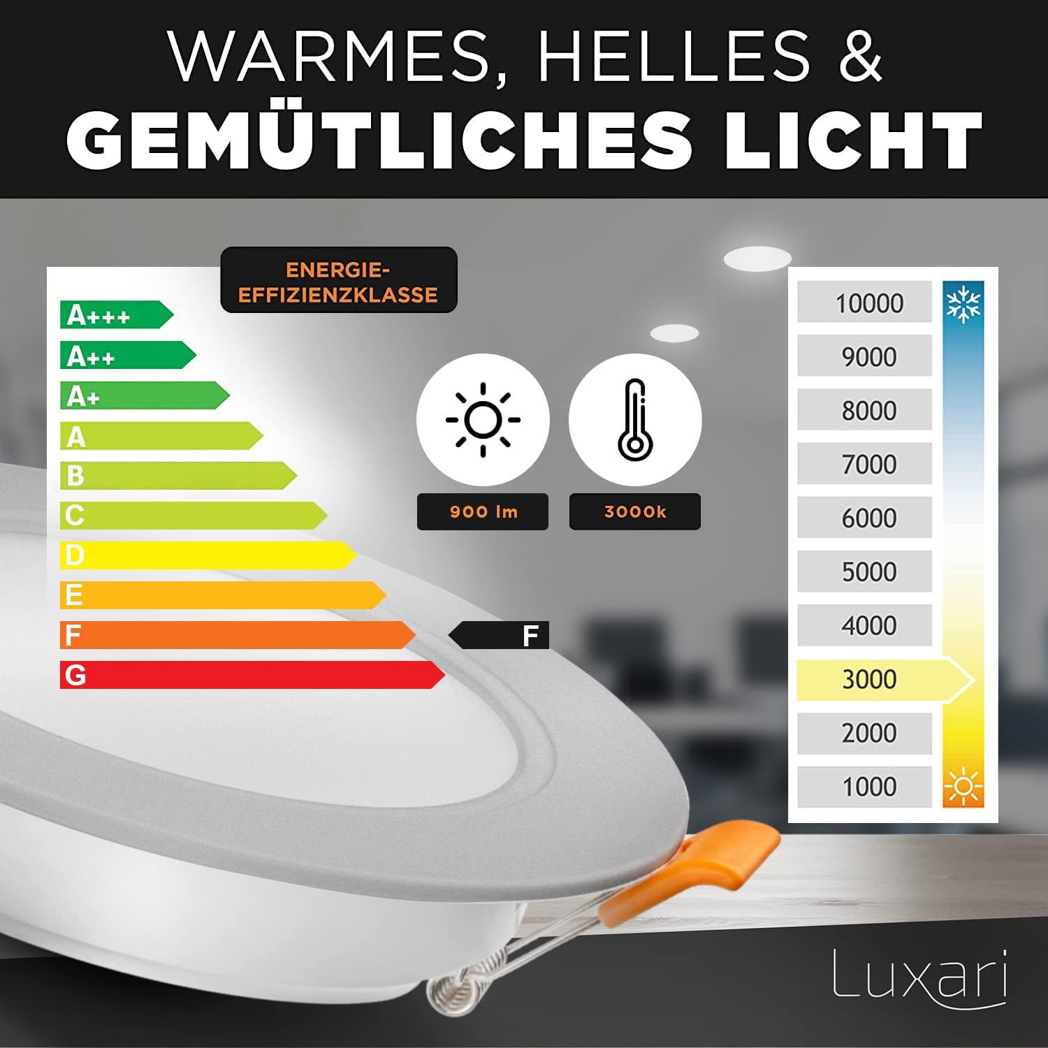Thumbnail 5 de Luxari LED-inbouwspots 230V, set van 6, 3000K warmwit, IP54
