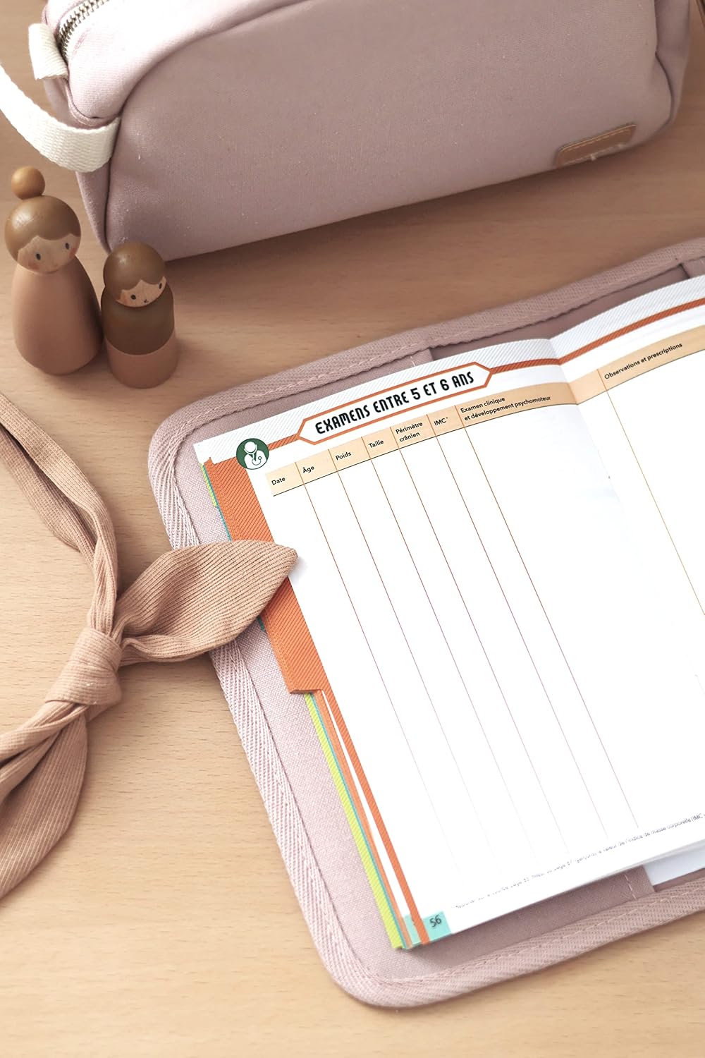 Thumbnail 3 de BÉABA Protège Carnet de Santé Genève – 2 poches intérieures, imperméable, coton, rose poudré