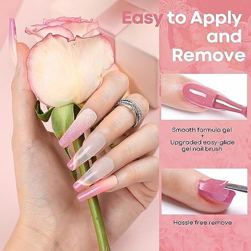 Detalle 1 de modelones Nude Gel Nail Polish Set, 6 Colors Including Baby Pink and White