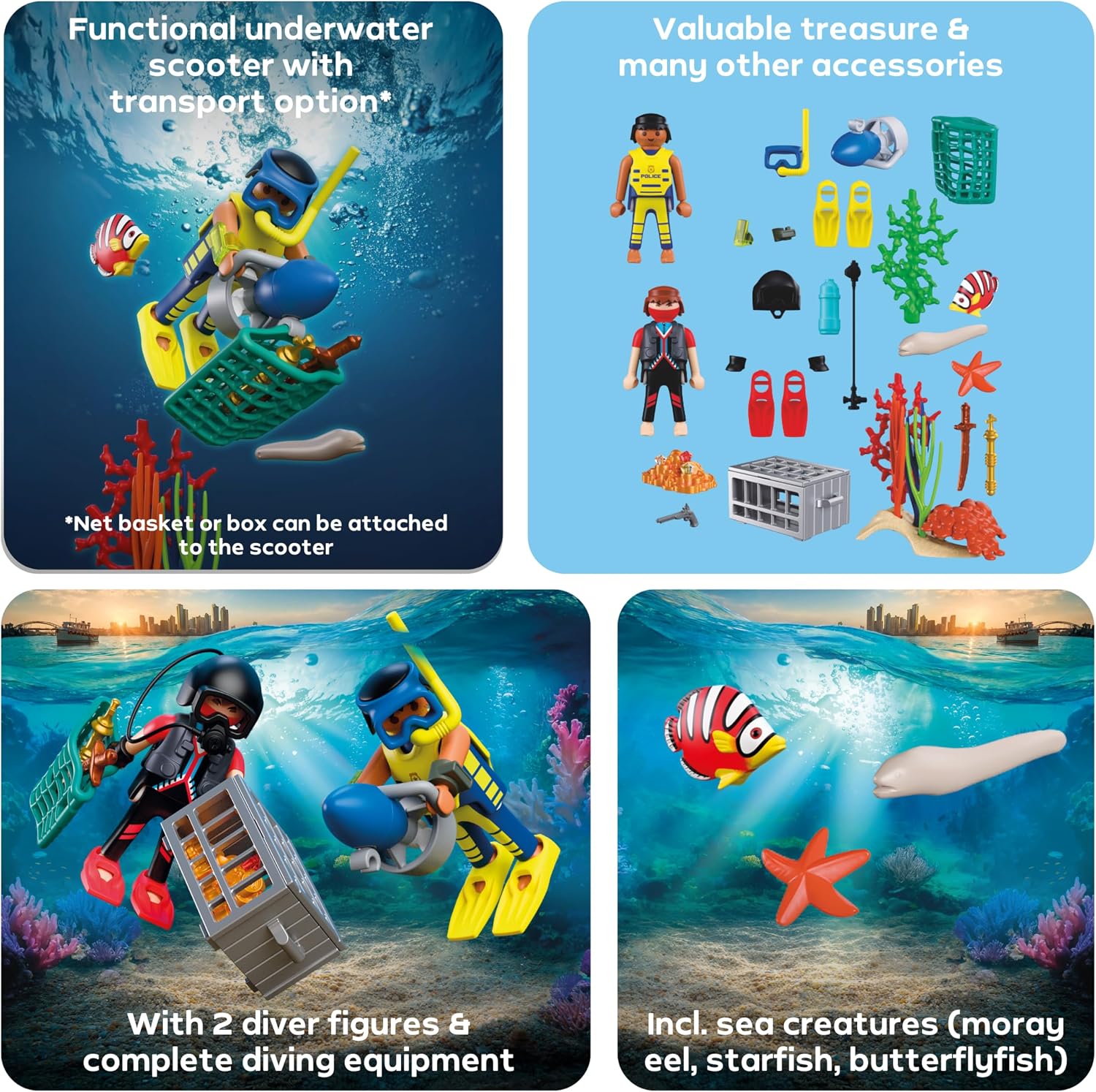 Thumbnail 3 de Playmobil City Action Police Diver with Treasure (72078) – 2 figures, underwater scooter & sea life