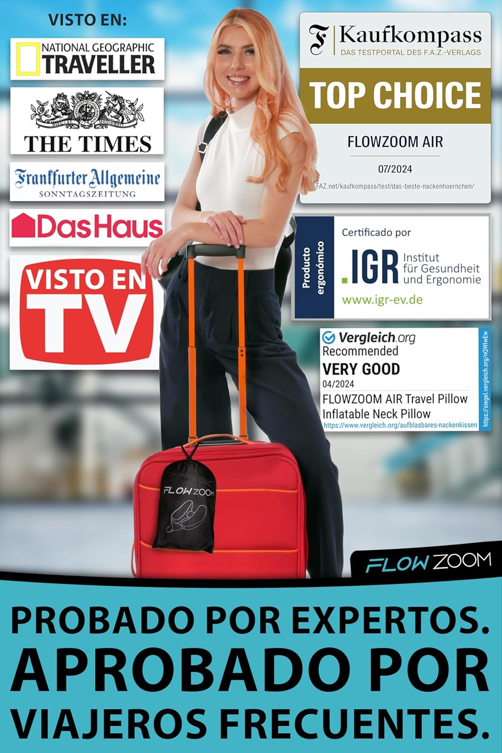 Thumbnail 5 de FLOWZOOM Almohada de Viaje Hinchable para Mujeres ✈️ Talla M Negro