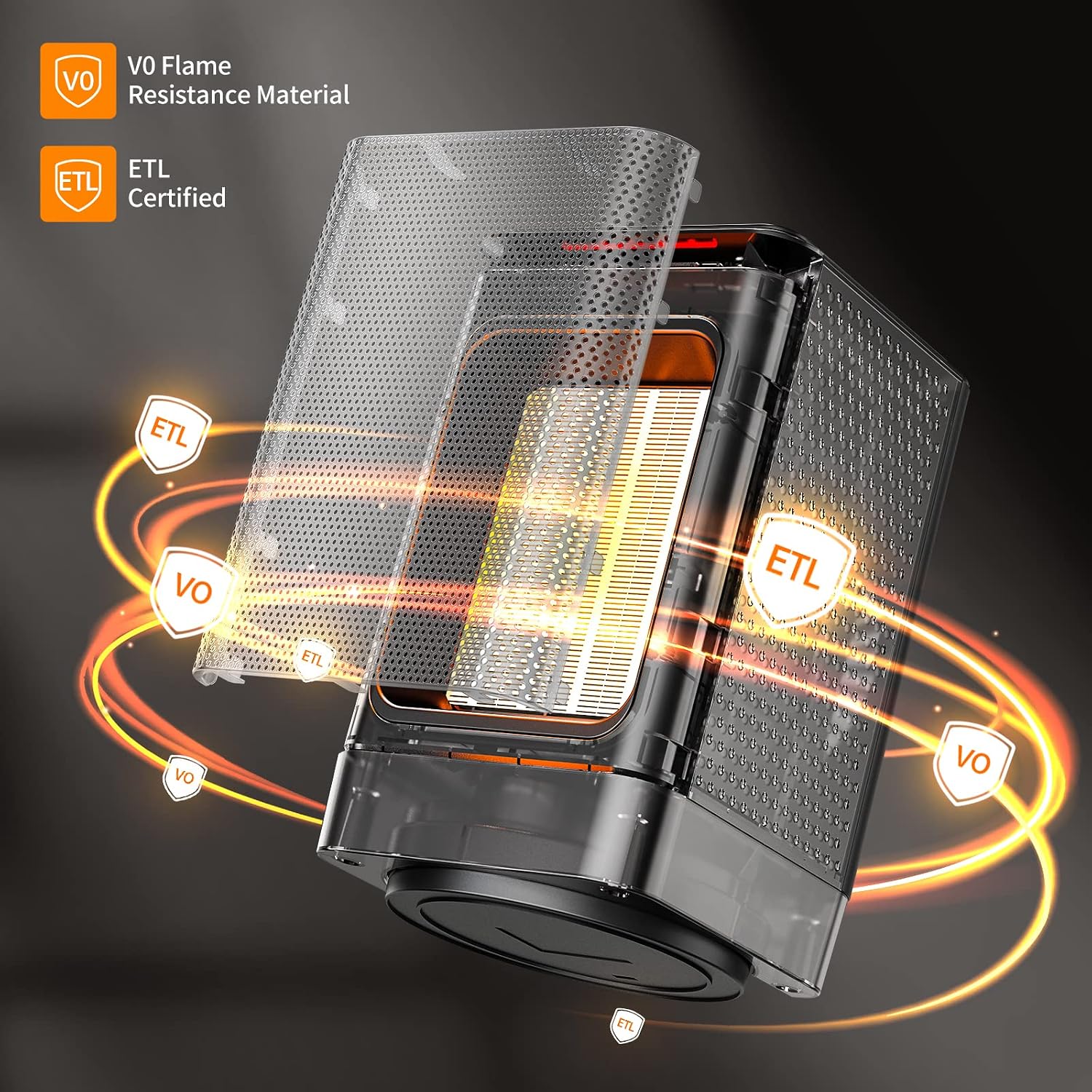 Detalle de TABYIK DH-QN02 Portable Ceramic Space Heater, 45° Oscillation, 3 Modes