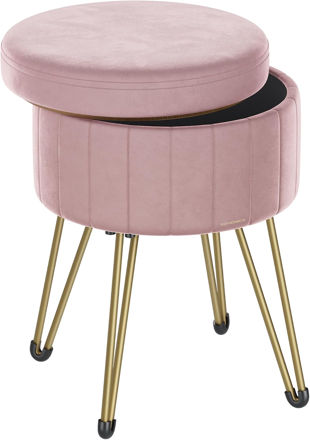 Thumbnail 6 de SONGMICS Velvet Storage Ottoman Dressing Table Stool 39 x 44.4 cm, Cream White (LOM003W51)
