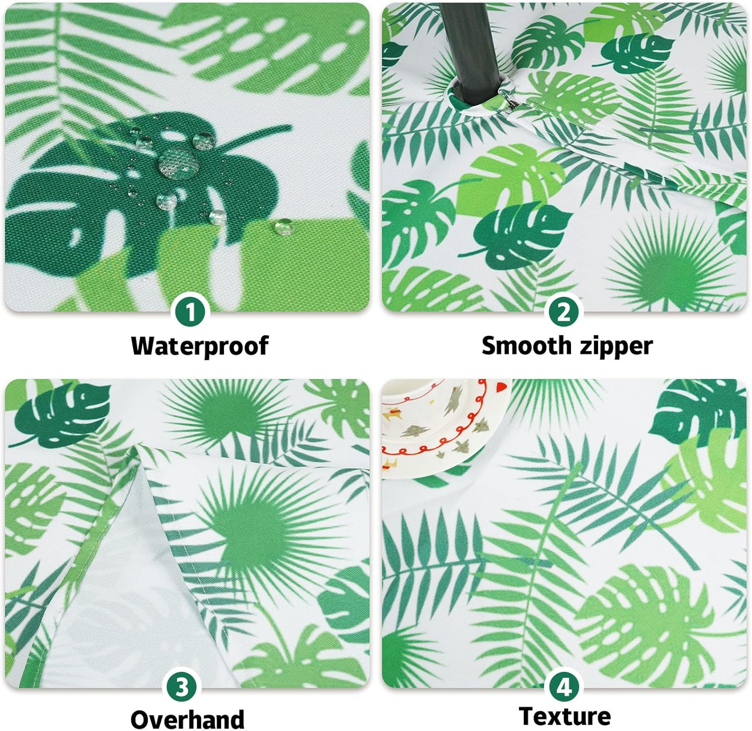Thumbnail 6 de Eternal Beauty 152x213cm Rectangular Little Leaf Tablecloth with Umbrella Hole and Zipper