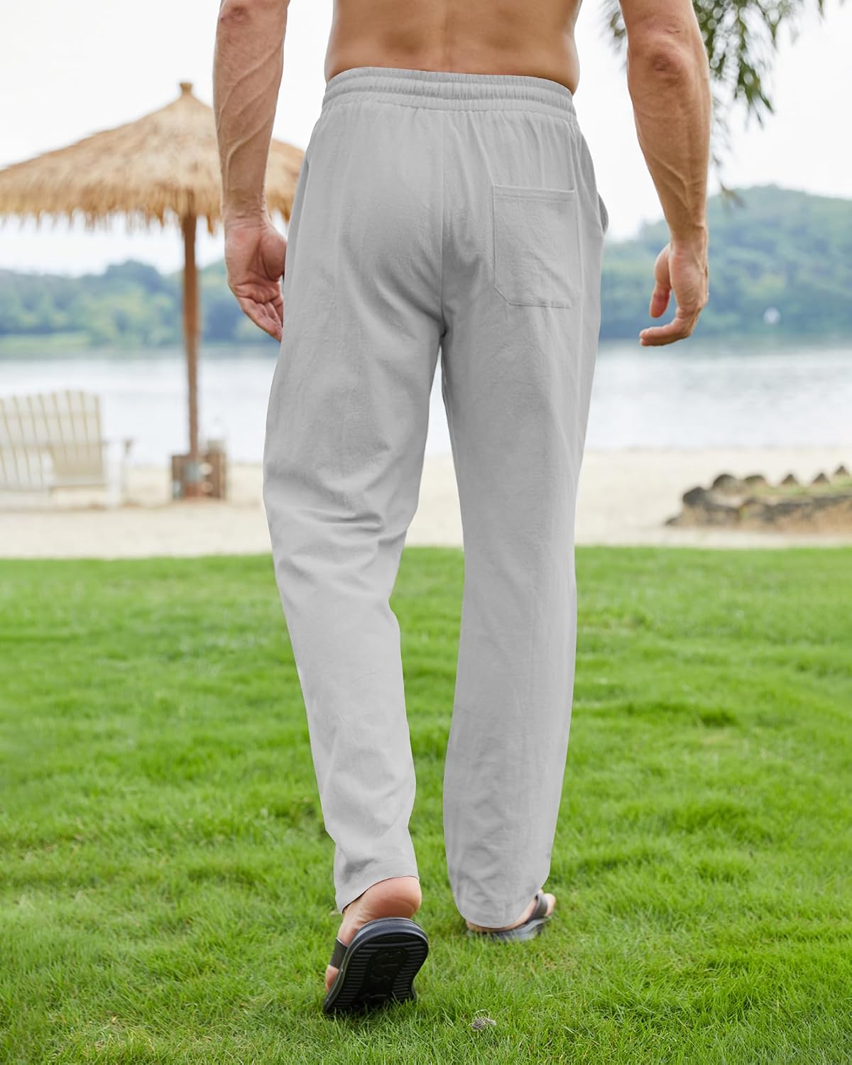 Detalle de NANAMEEI pantalon coton lin homme yoga