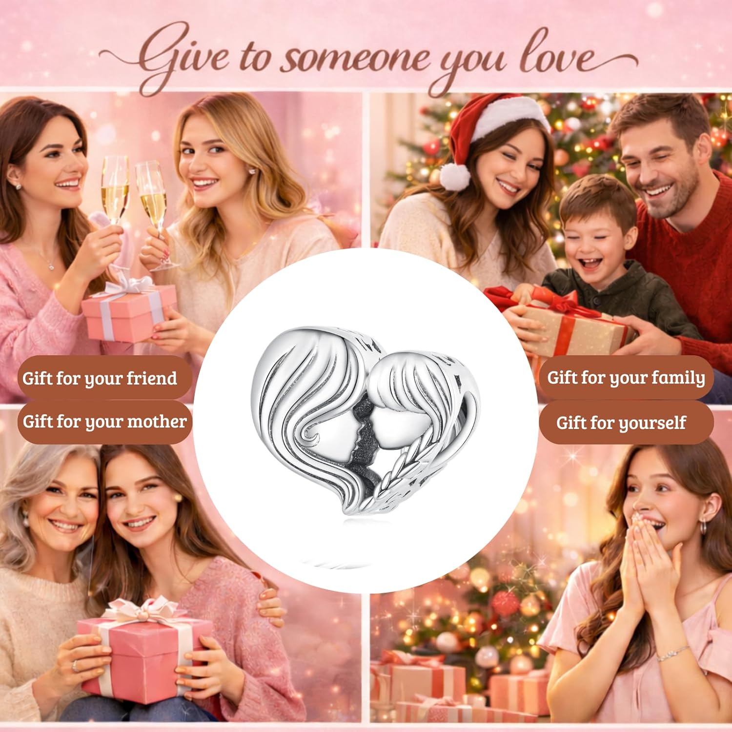 Thumbnail 4 de 925 Sterling Silber Mutter-Tochter Charms Anhänger für Pandora 💎