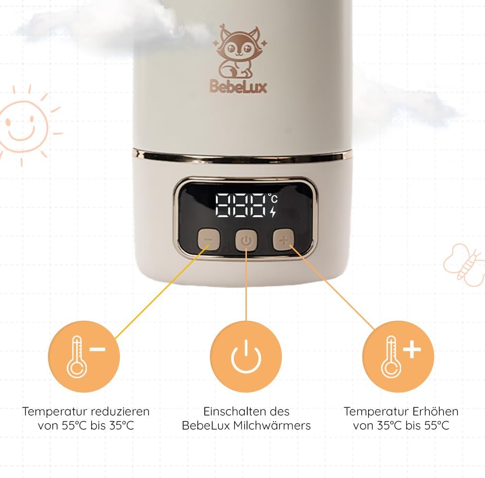 Thumbnail 3 de BEBELUX Scaldabiberon elettrico portatile per bambini da viaggio con ricarica rapida da 36 W, senza BPA (beige)
